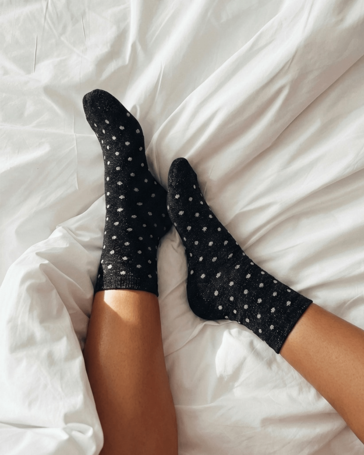 SEBBY GLITZERSOCKEN - SCHWARZ / SILBERNE PUNKTE