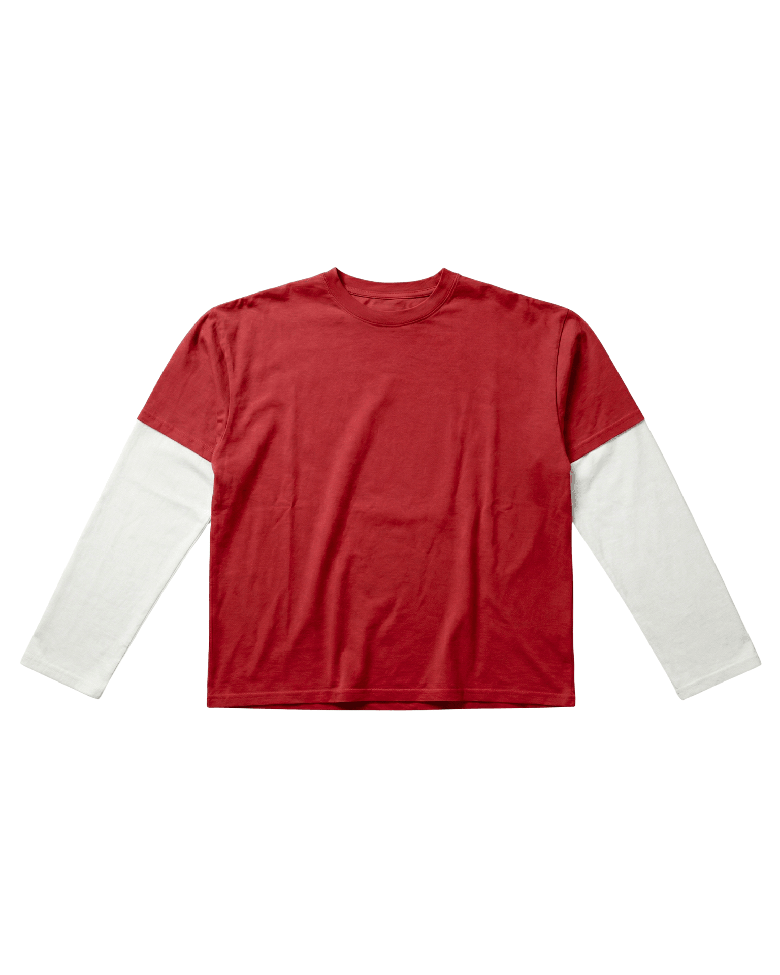Alvia rød og hvid layered t-shirt i bomuld med lange ærmer fra Din Vintage Shop.