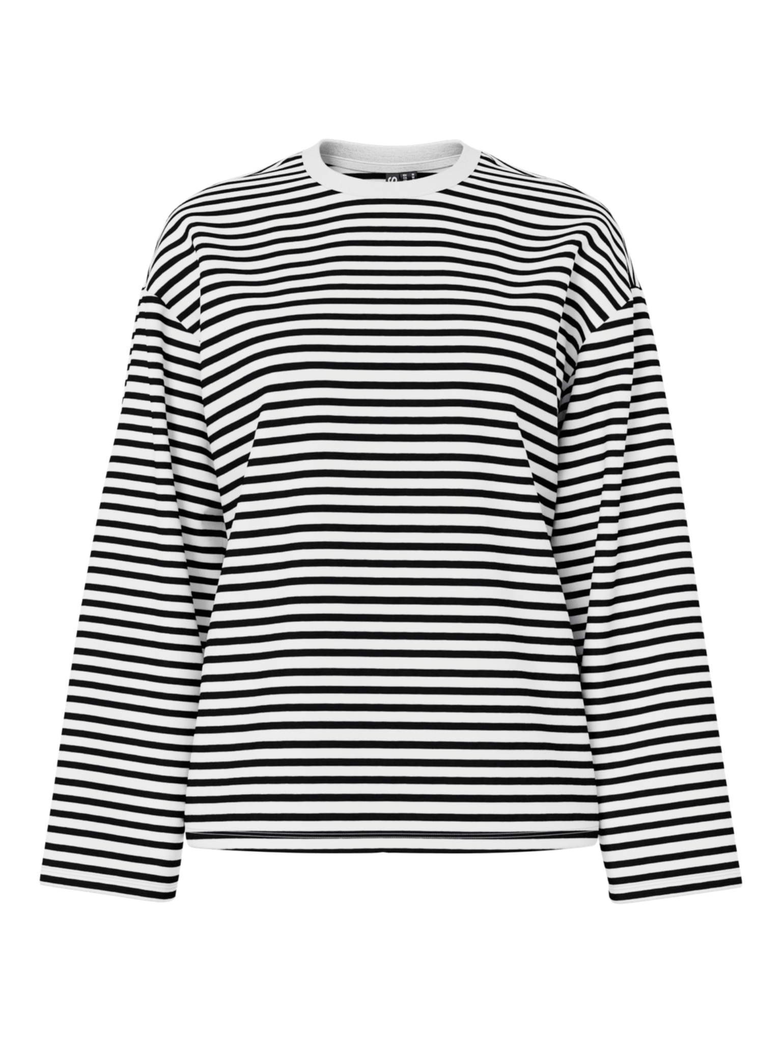 SADIE STRIPE TEE LS - CLOUD DANCER / SCHWARZ
