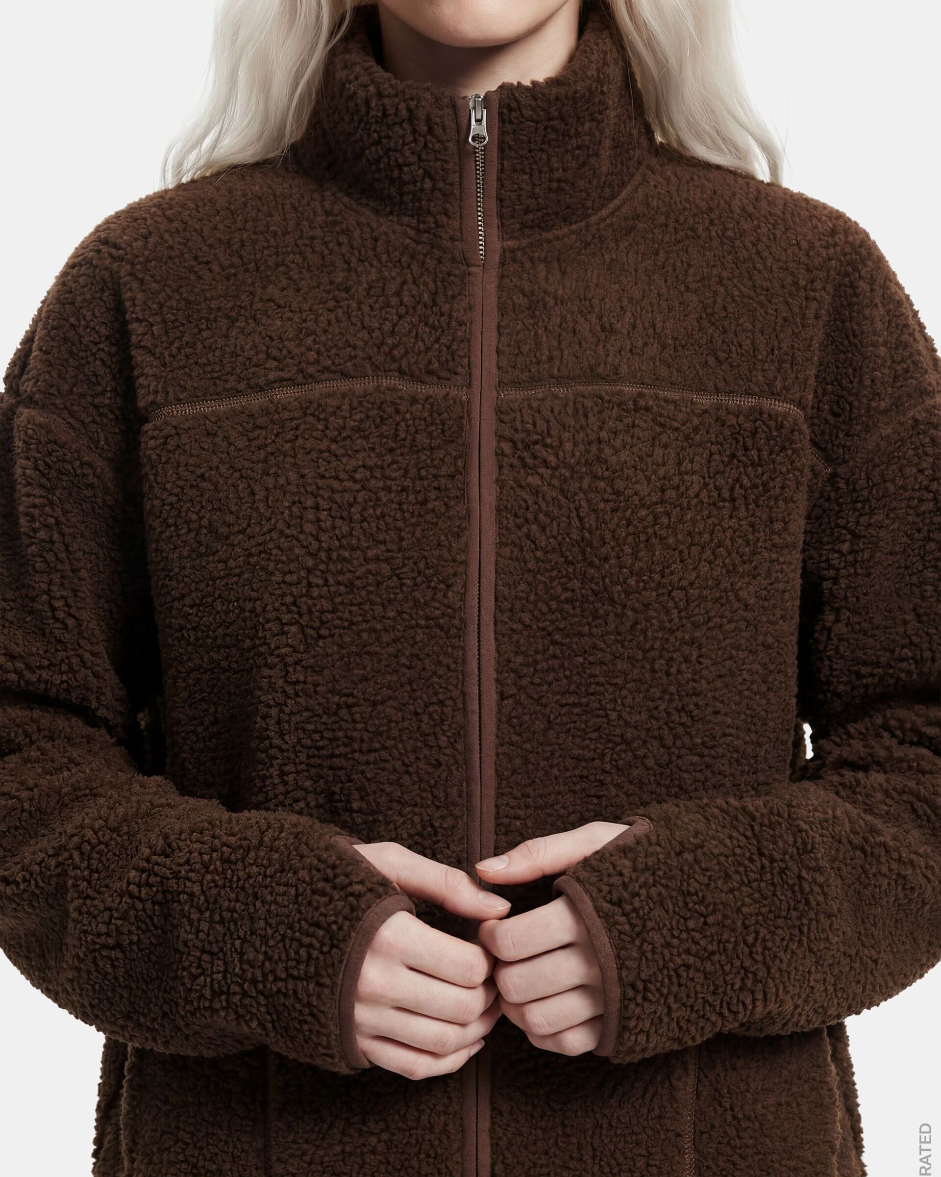 SADIA TEDDY JACKET - HOT FUDGE