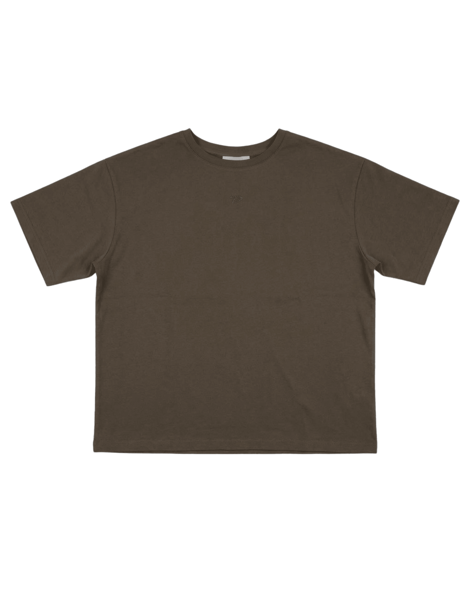 Mørkebrun boxfit t-shirt i bomuld med broderet logo på brystet