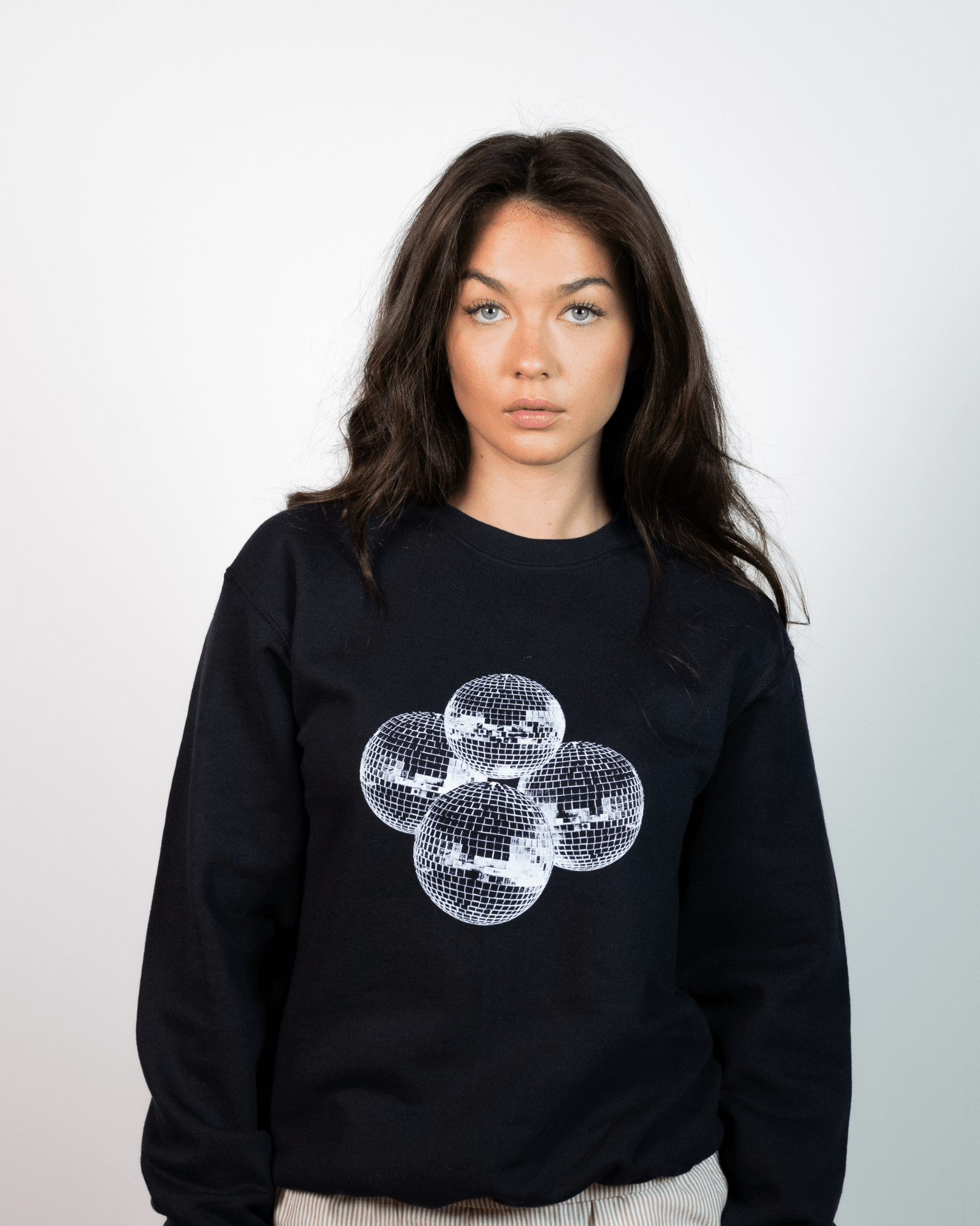 DISCO BALL (weiß) SWEATSHIRT - SCHWARZ