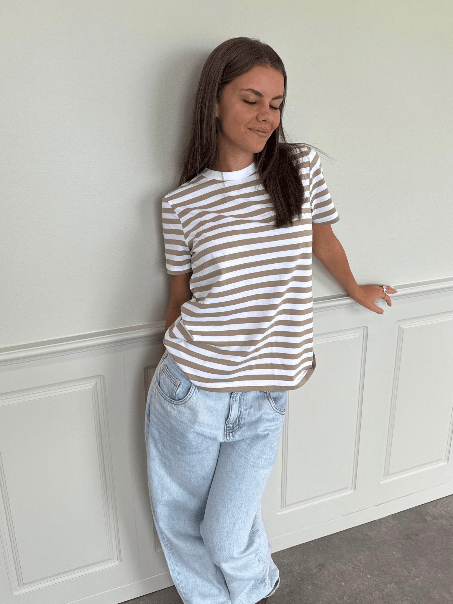 RIA STRIPE T-SHIRT - SILBERNER MINK/HELLWEISS