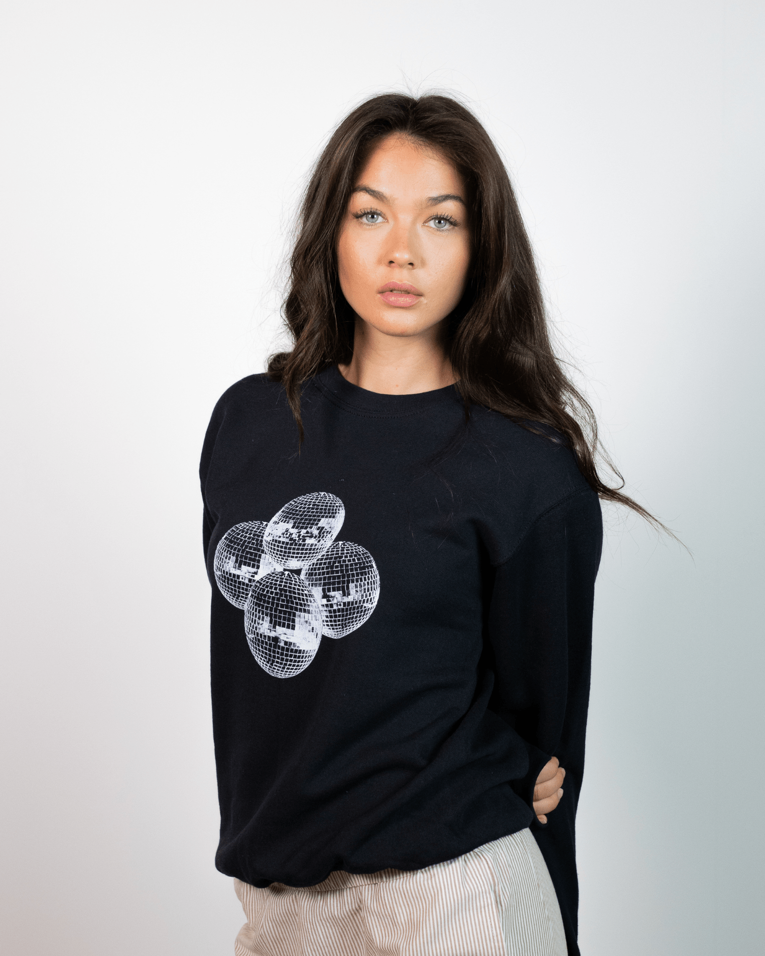 DISCO BALL (weiß) SWEATSHIRT - SCHWARZ