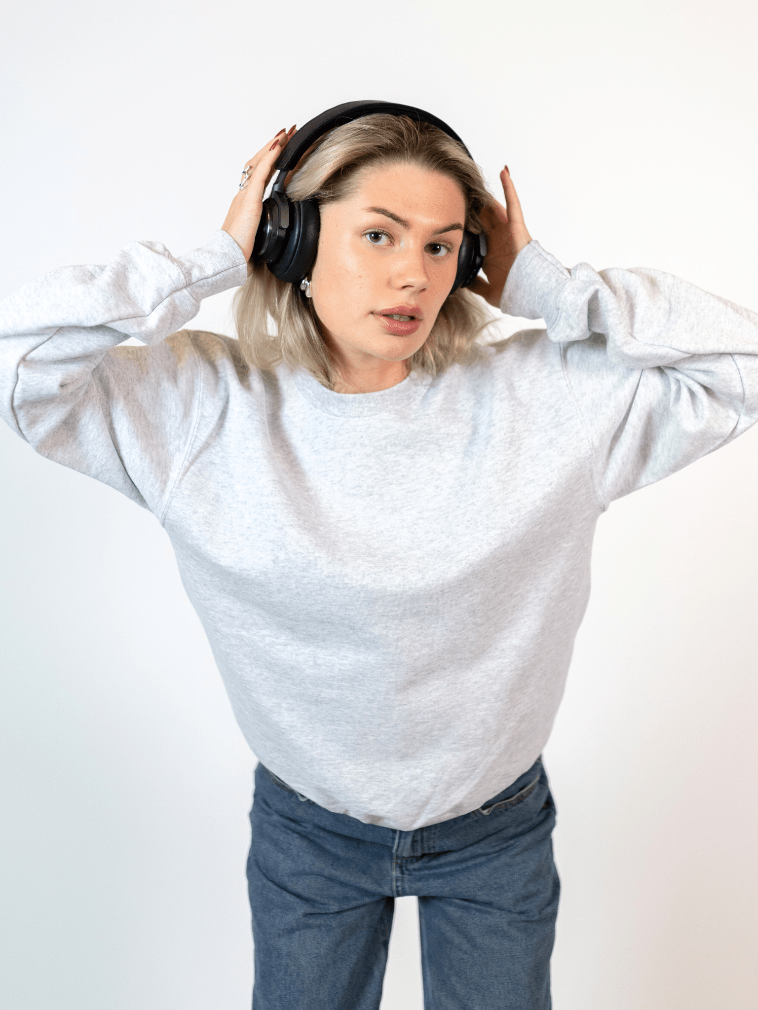 MEGA DISCO BALL (schwarz) SWEATSHIRT (Rückenaufdruck) - GRAU