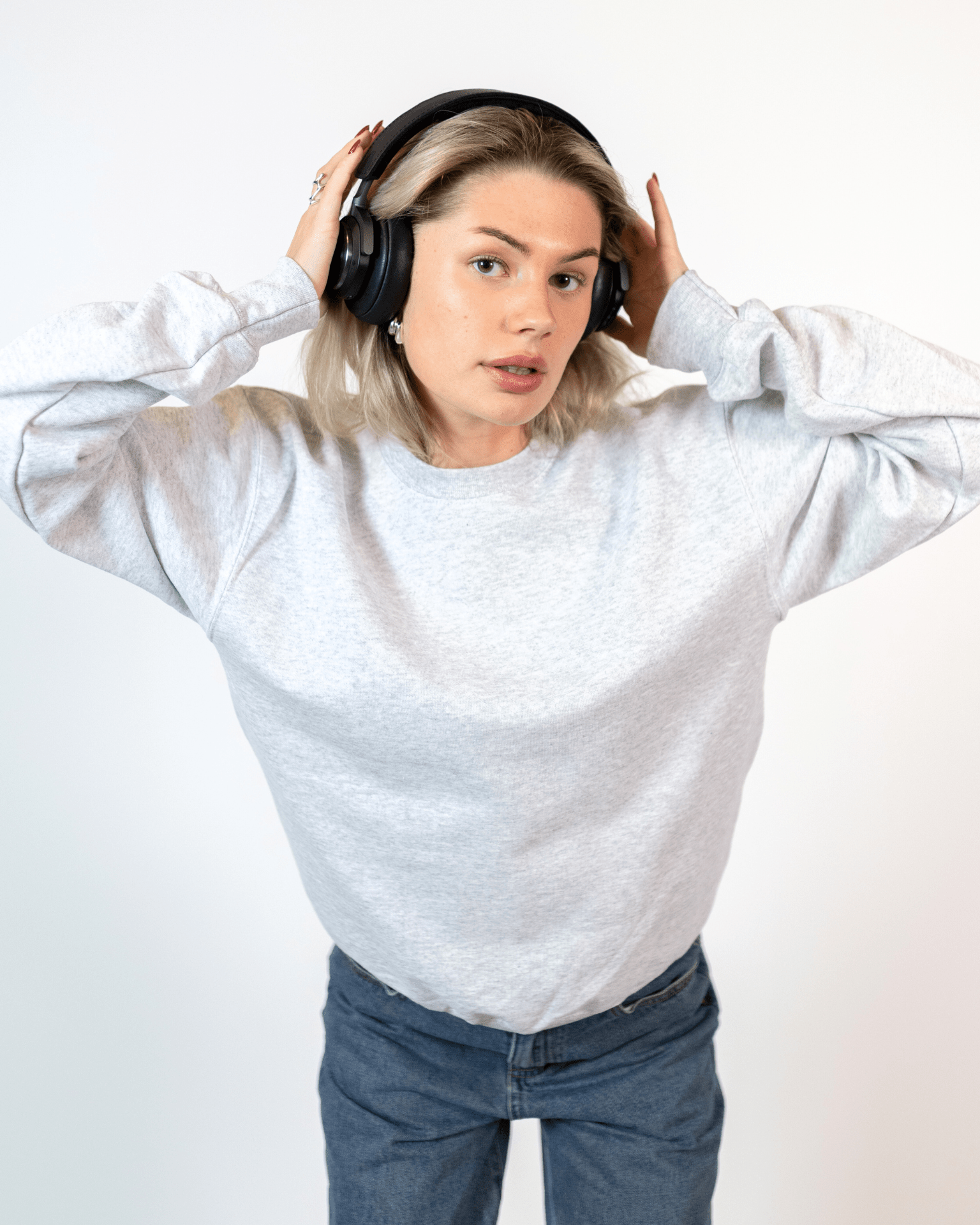 MEGA DISCO BALL (schwarz) SWEATSHIRT (Rückenaufdruck) - GRAU