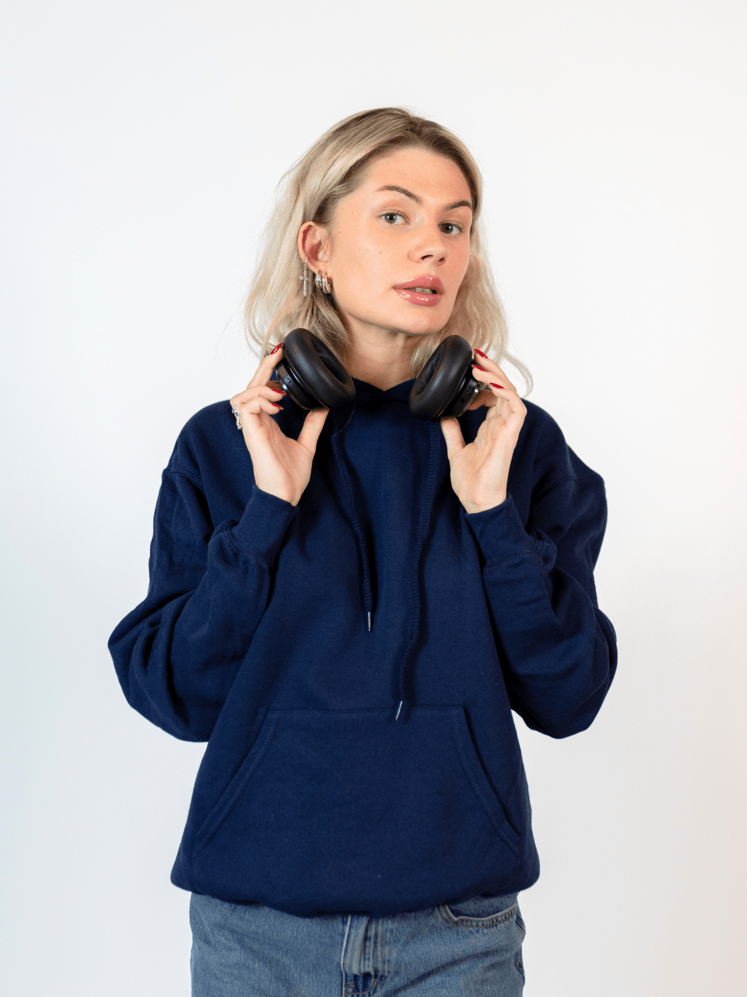 PLANET DISCO (hvid) HOODIE (rygprint) - NAVY