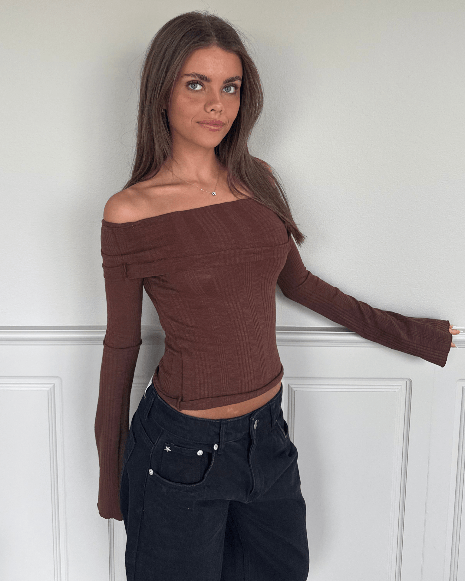MELANIE TOP - DARK BROWN