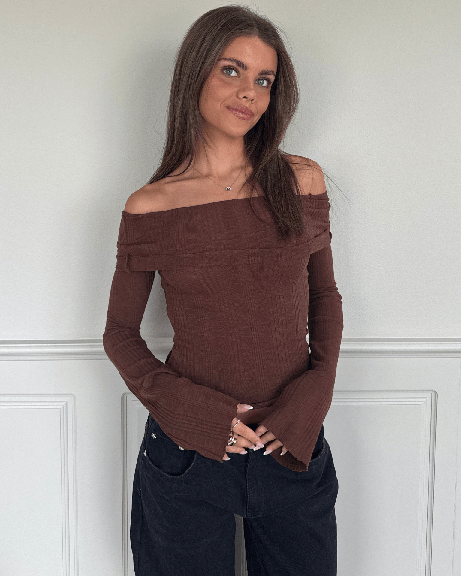 MELANIE TOP - DARK BROWN
