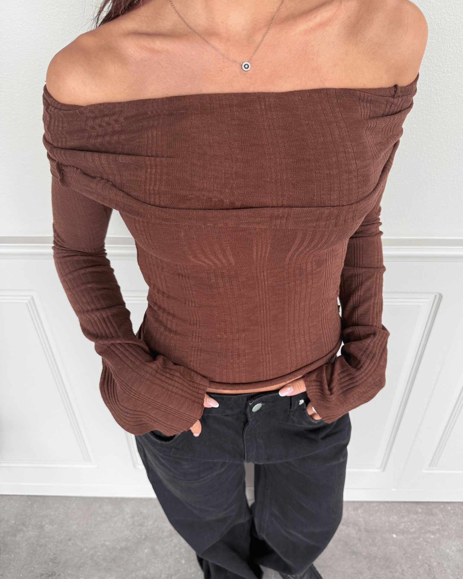 MELANIE TOP - DARK BROWN