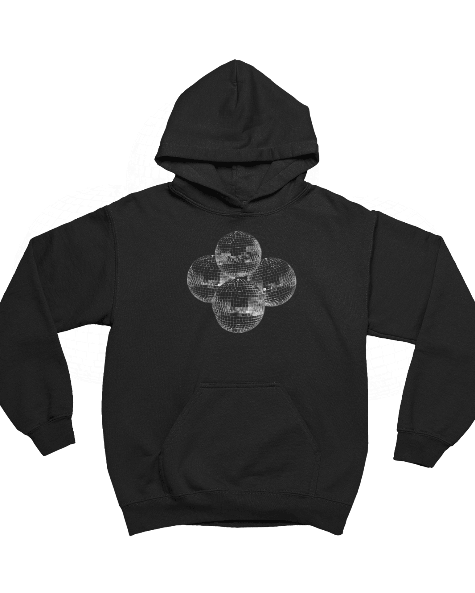 DISCO KUGLE (white) HOODIE - BLACK