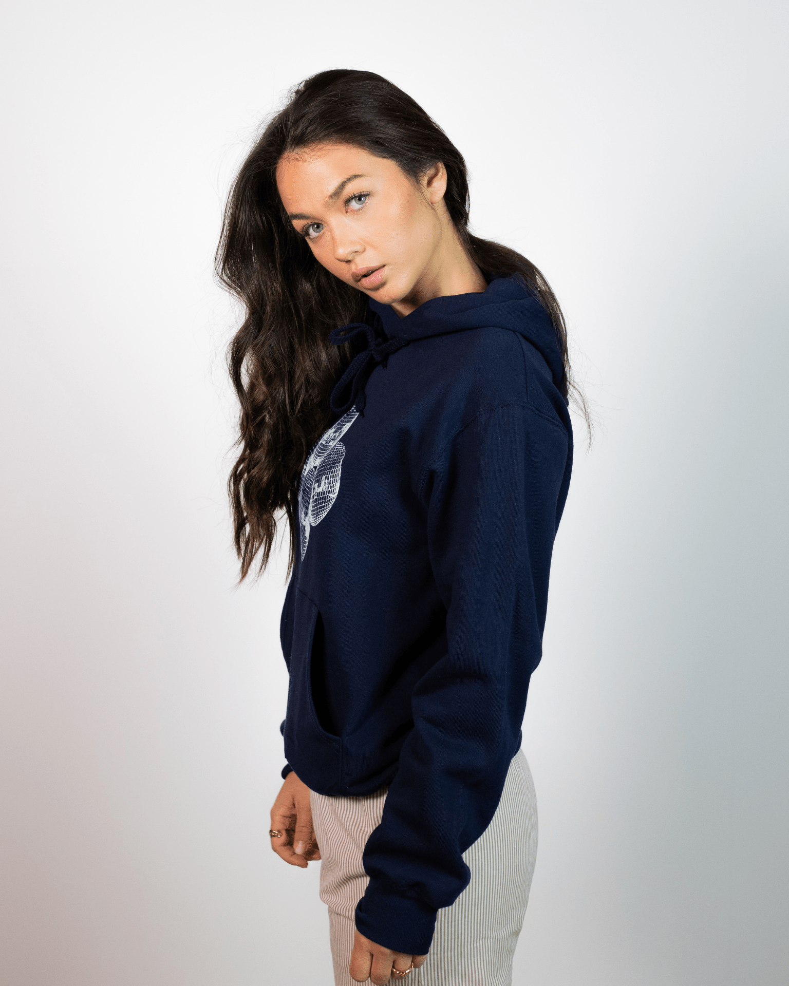 DISCO KUGLE (white) HOODIE - NAVY
