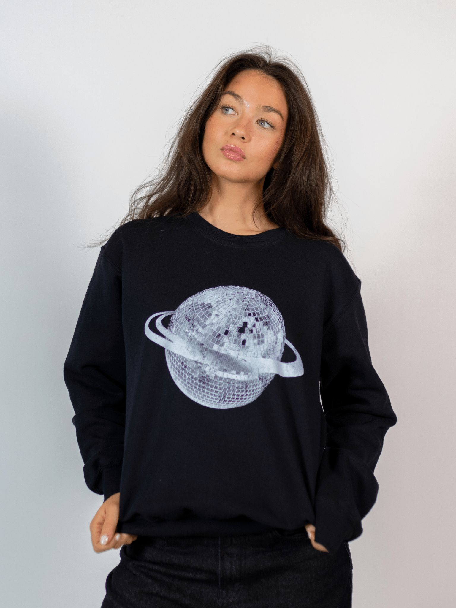 PLANET DISCO (hvid) SWEAT - SORT