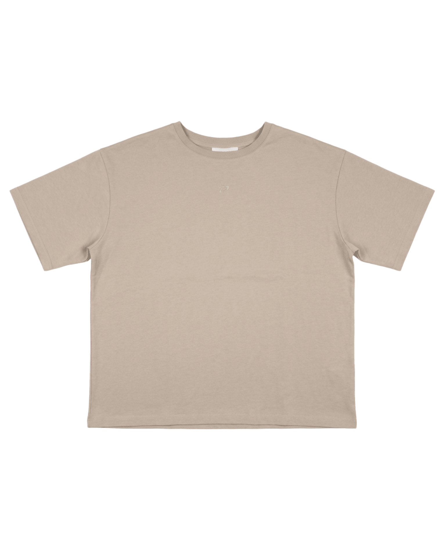 Taupefarvet boxfit t-shirt i bomuld med broderet logo på brystet