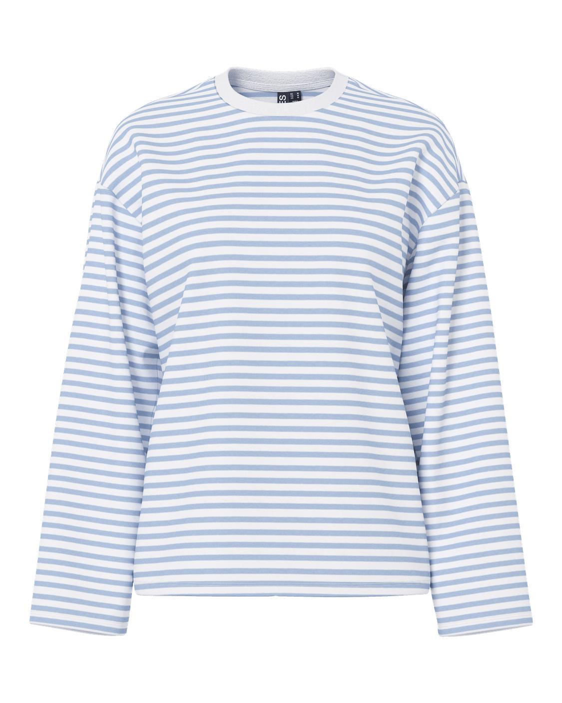SADIE STRIPE TEE LS - CLOUD DANCER / CASHMERE BLUE