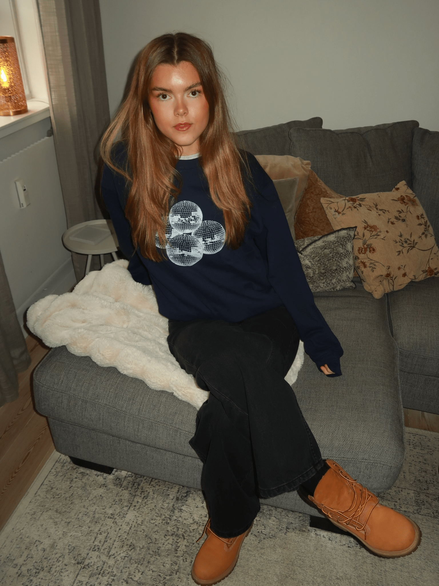 DISCO BALL (weiß) SWEATSHIRT - MARINEBLAU