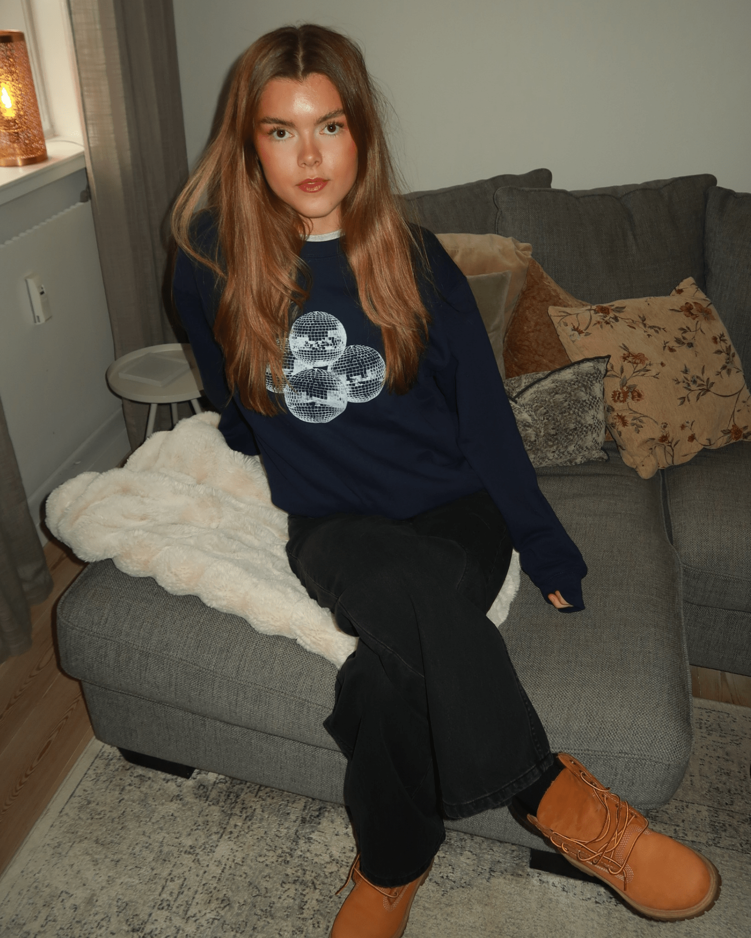DISCO BALL (weiß) SWEATSHIRT - MARINEBLAU