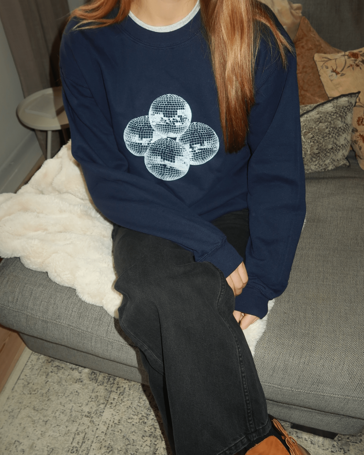 DISCO BALL (weiß) SWEATSHIRT - MARINEBLAU