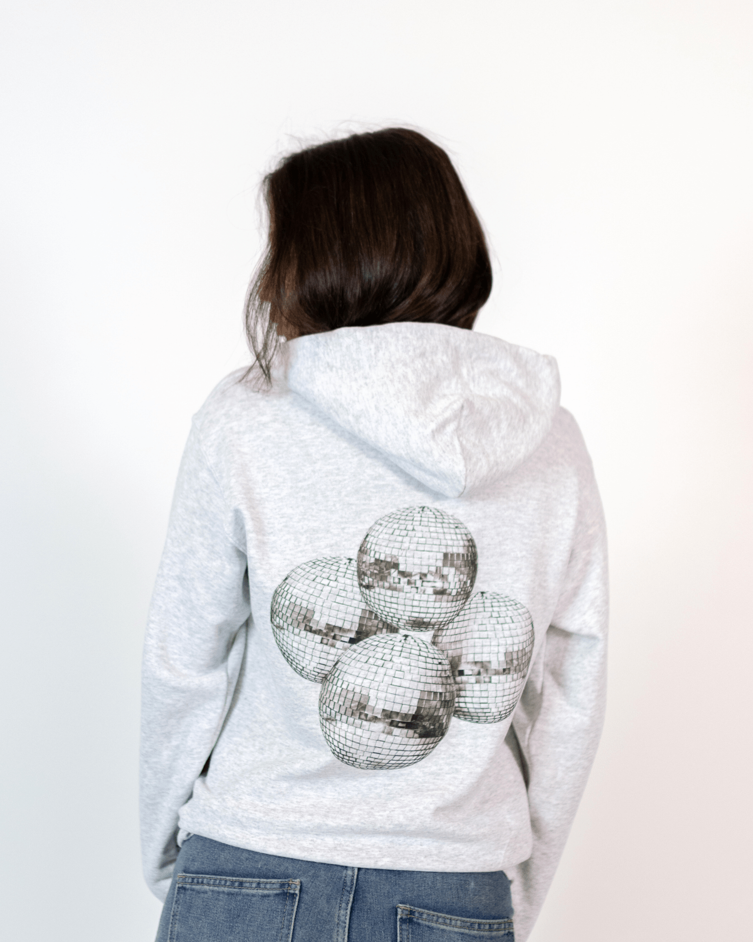 MEGA DISCO KUGLE (black) HOODIE (rygprint) - GREY