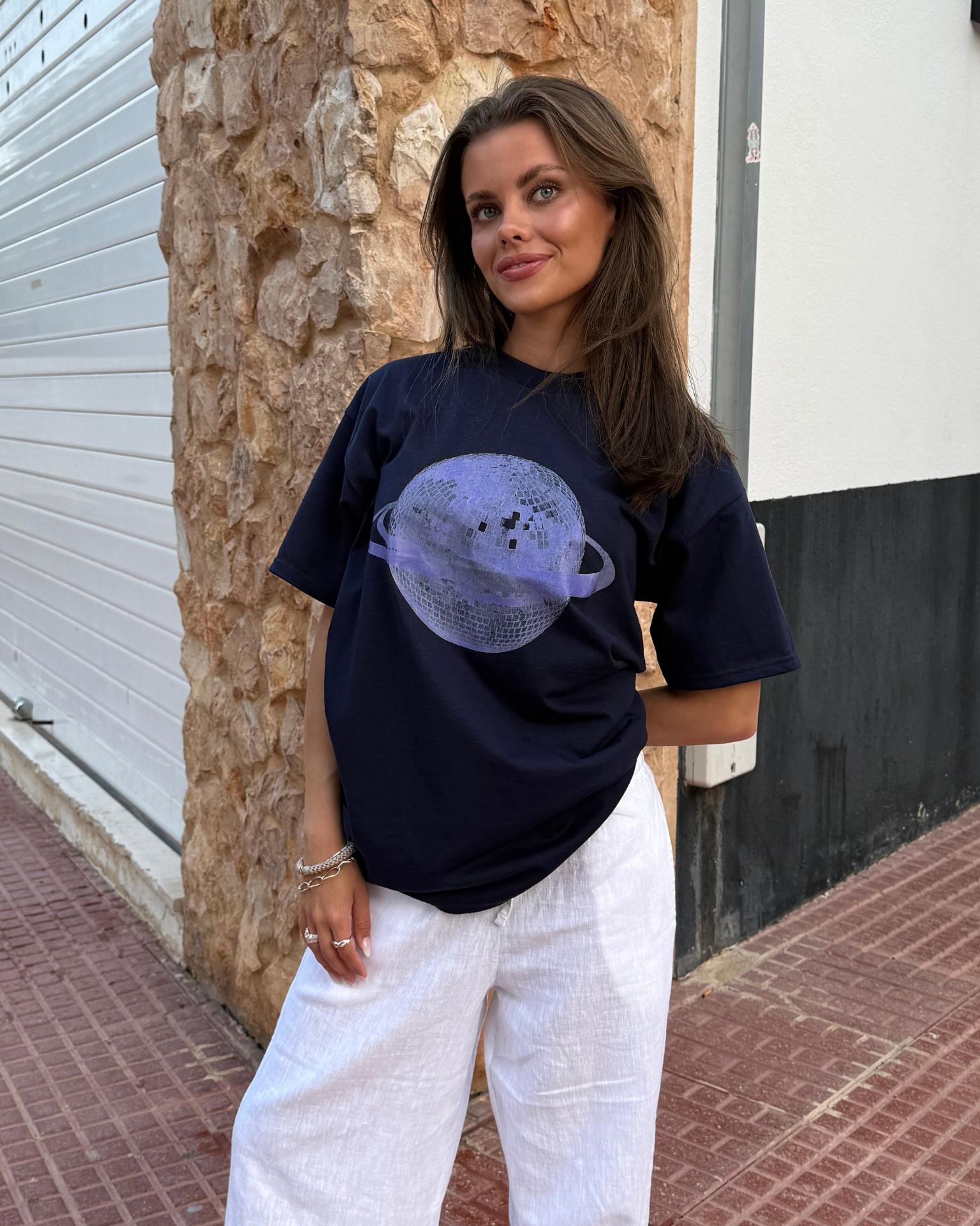 PLANET DISCO (violet) UNISEX T-SHIRT - NAVY