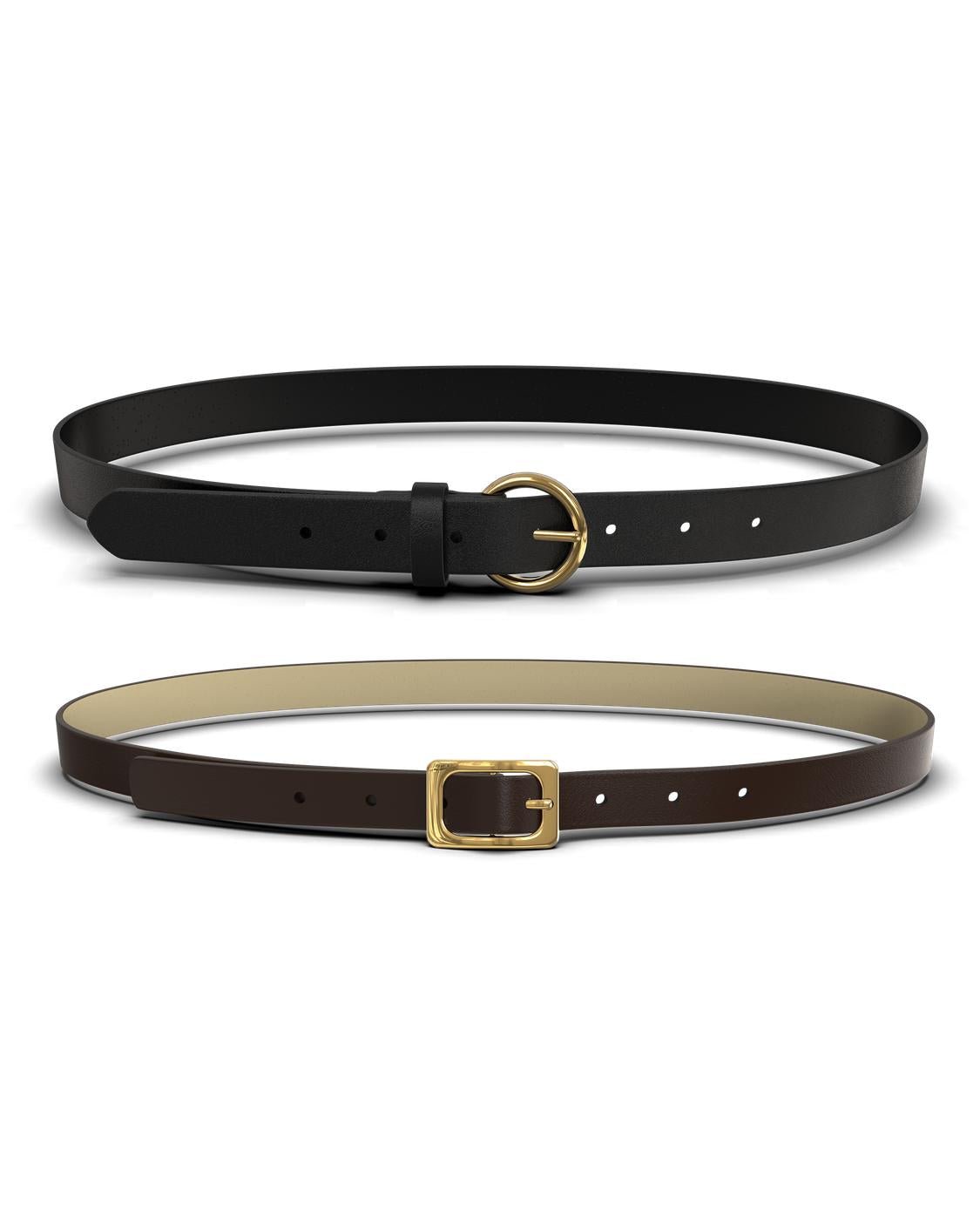 JILANE (2-Pack) BÆLTER - BLACK/HOT FUDGE - Dinvintageshop