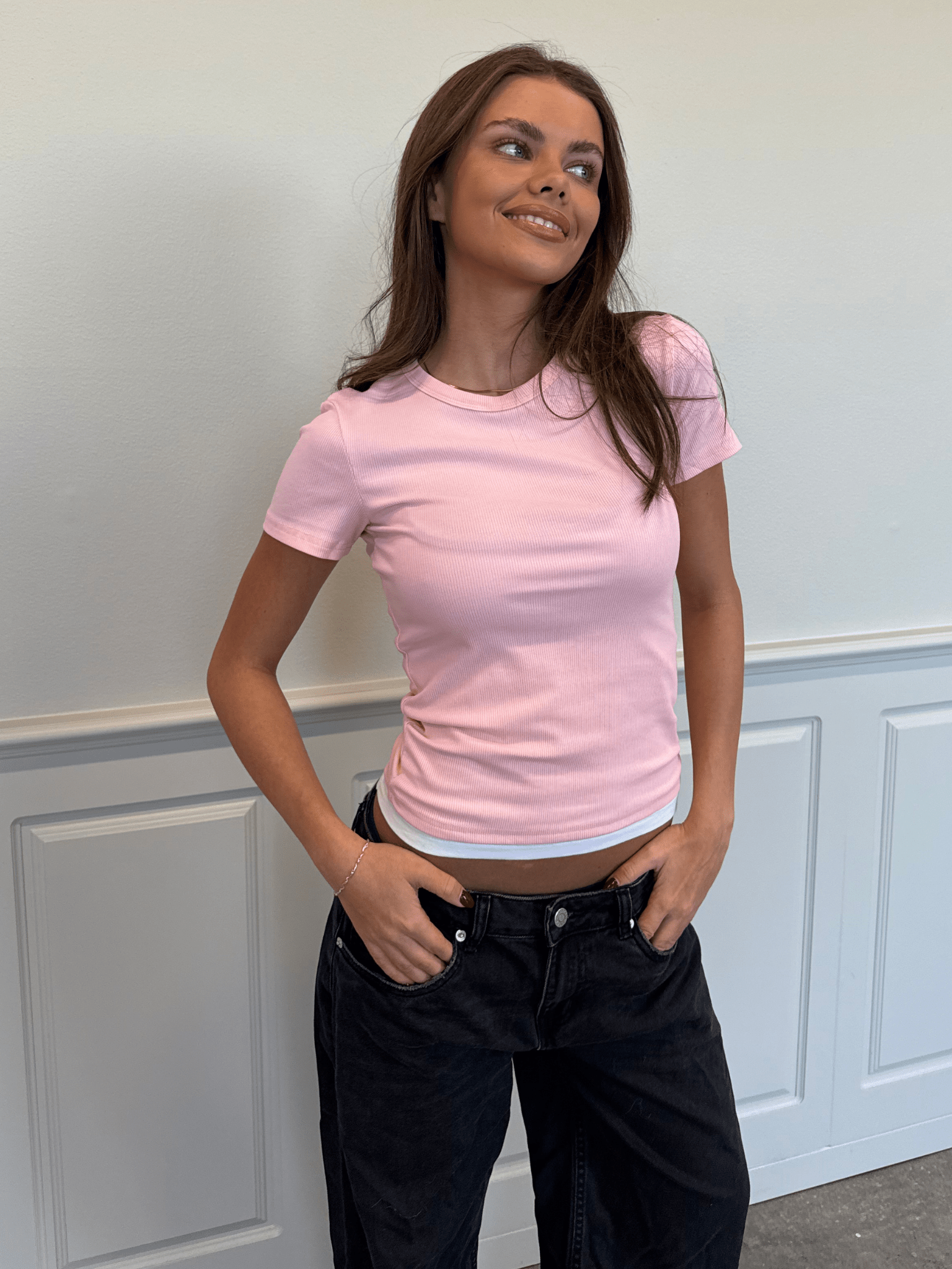 TILDE KORTÆRMET T-SHIRT - LT PINK