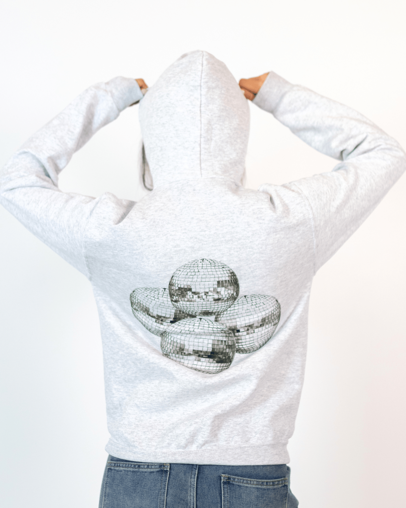 MEGA DISCO KUGLE (black) HOODIE (rygprint) - GREY