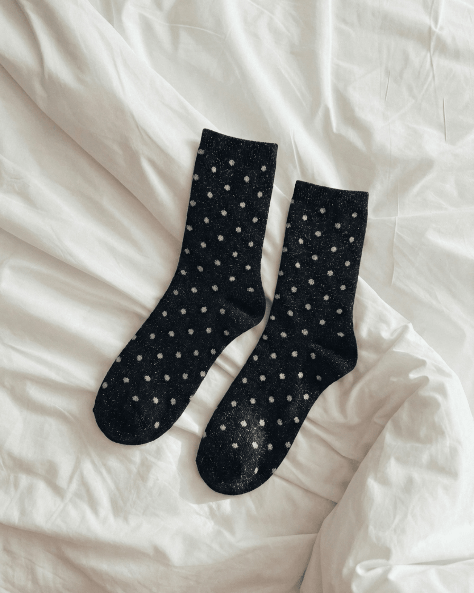 SEBBY GLITZERSOCKEN - SCHWARZ / SILBERNE PUNKTE