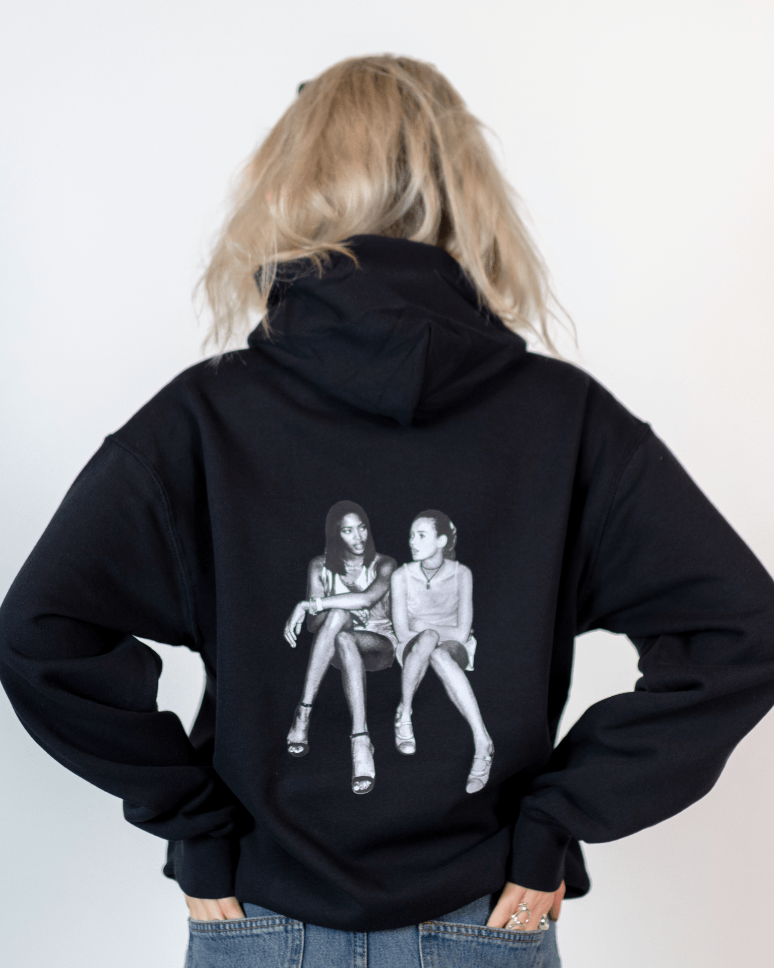SUPERMODELS HOODIE (rygprint) - BLACK