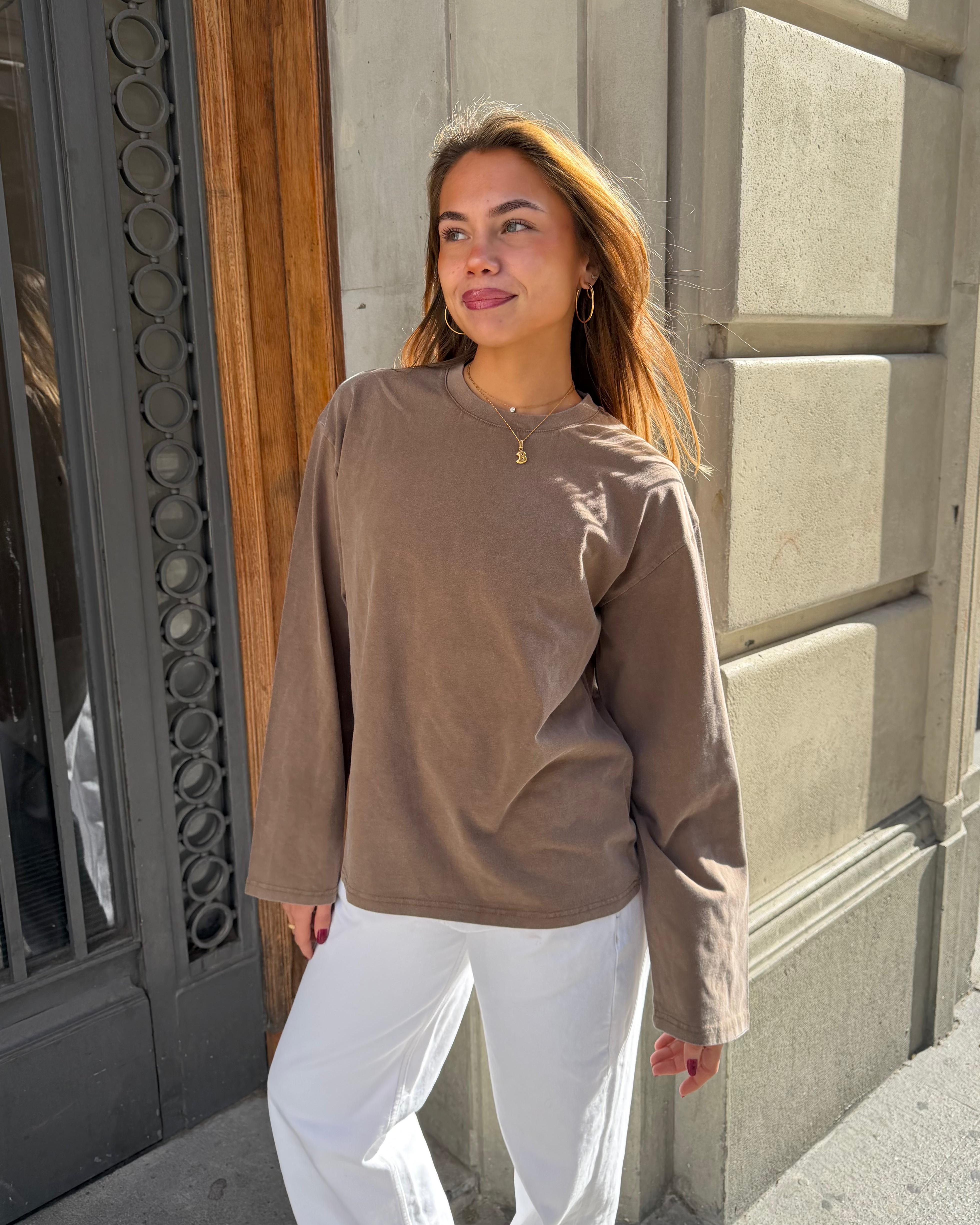 MYNTE WASHED TEE - BROWN - Dinvintageshop