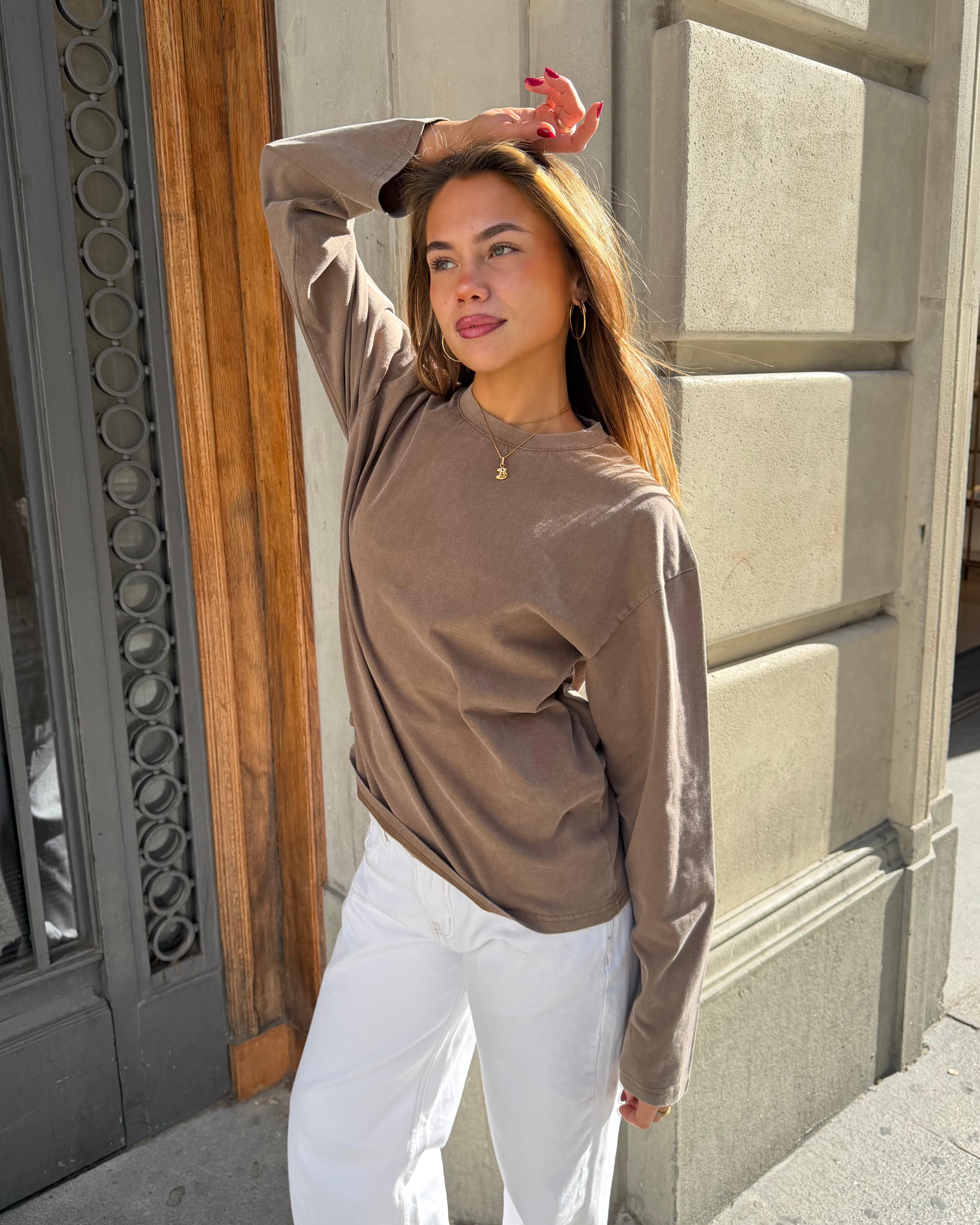 MYNTE WASHED TEE - BROWN - Dinvintageshop