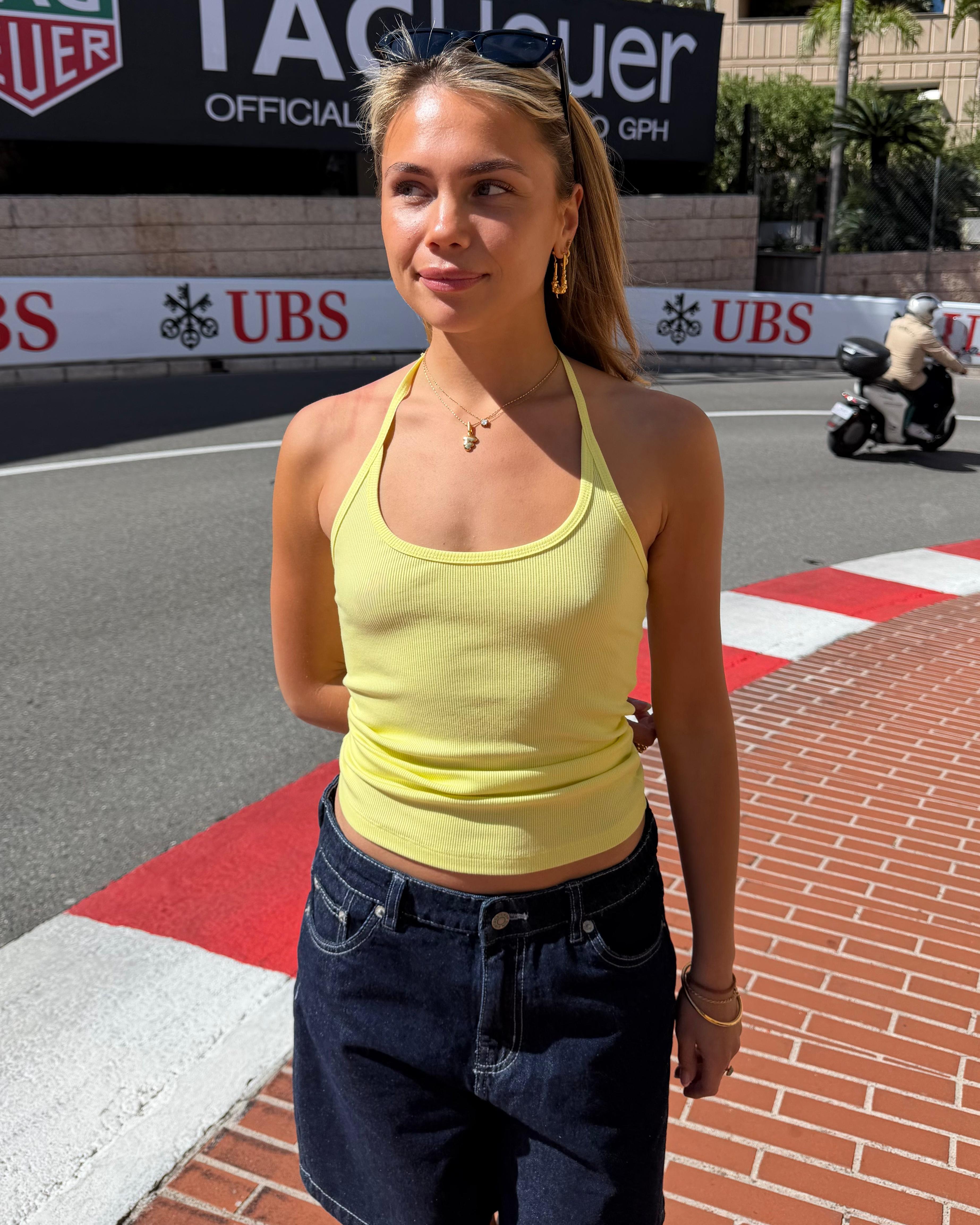 LINE HALTERNECK TOP - BUTTER YELLOW