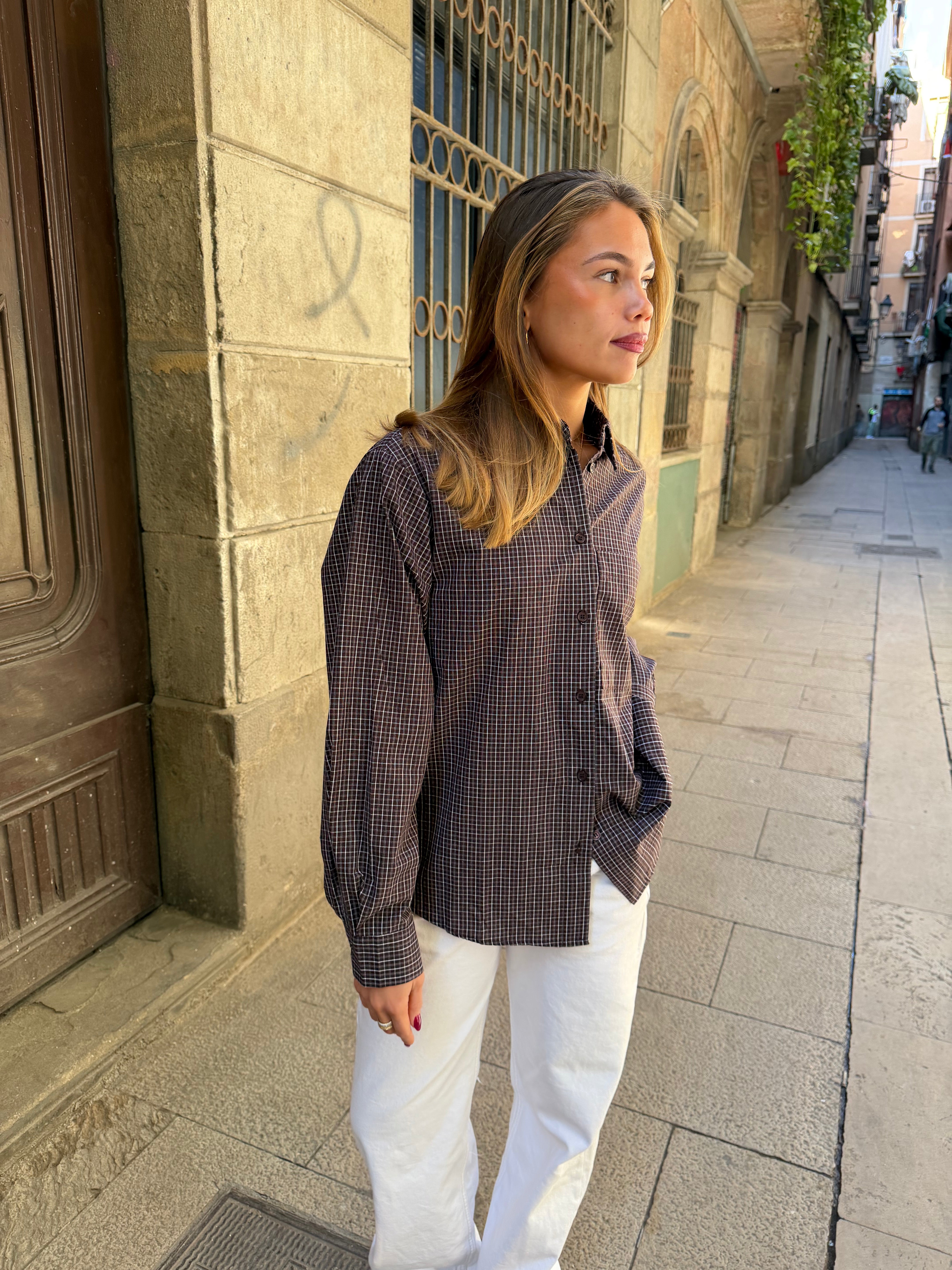 NEO BOXFIT SHIRT - DK BROWN CHECK