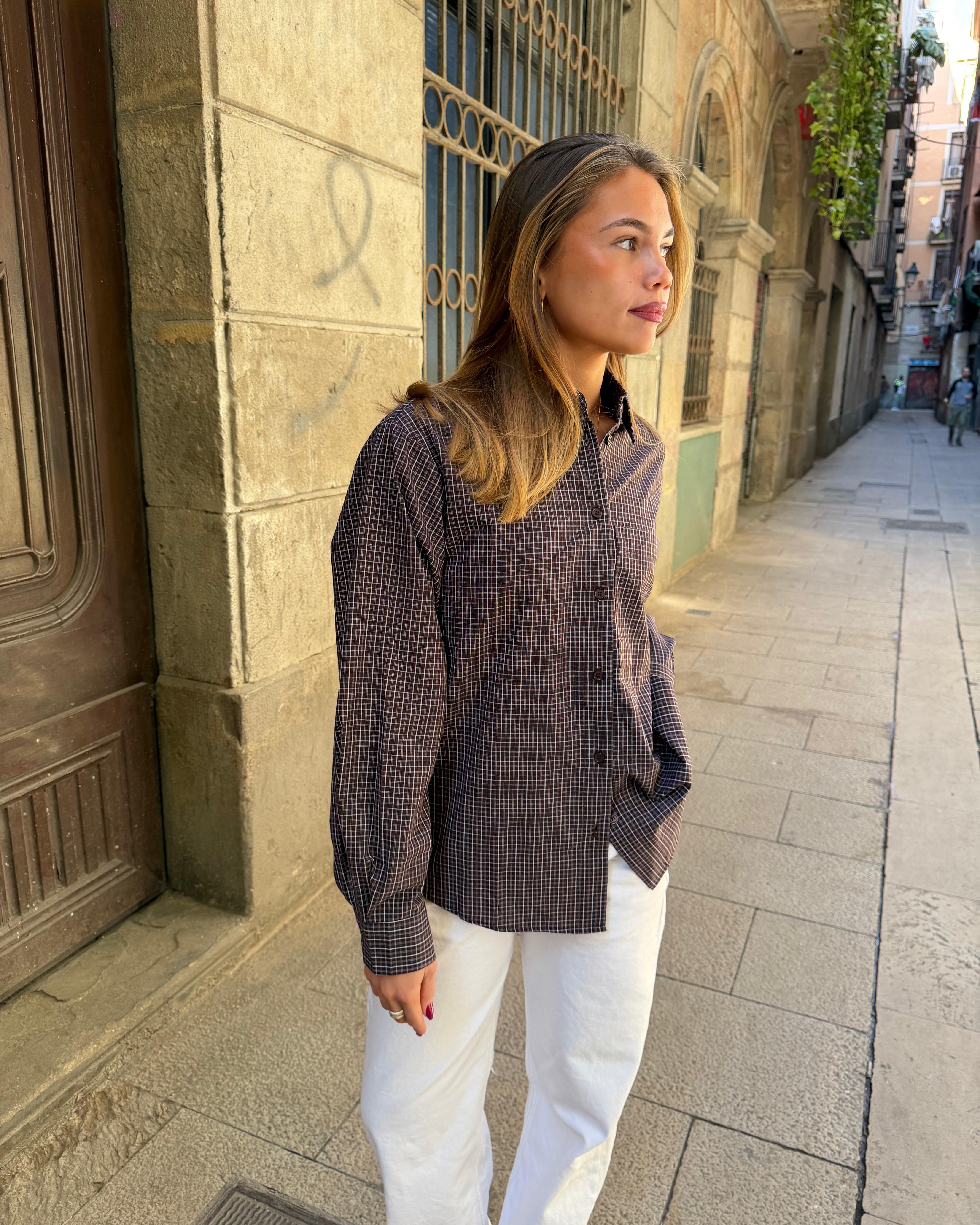 NEO BOXFIT SHIRT - DK BROWN CHECK