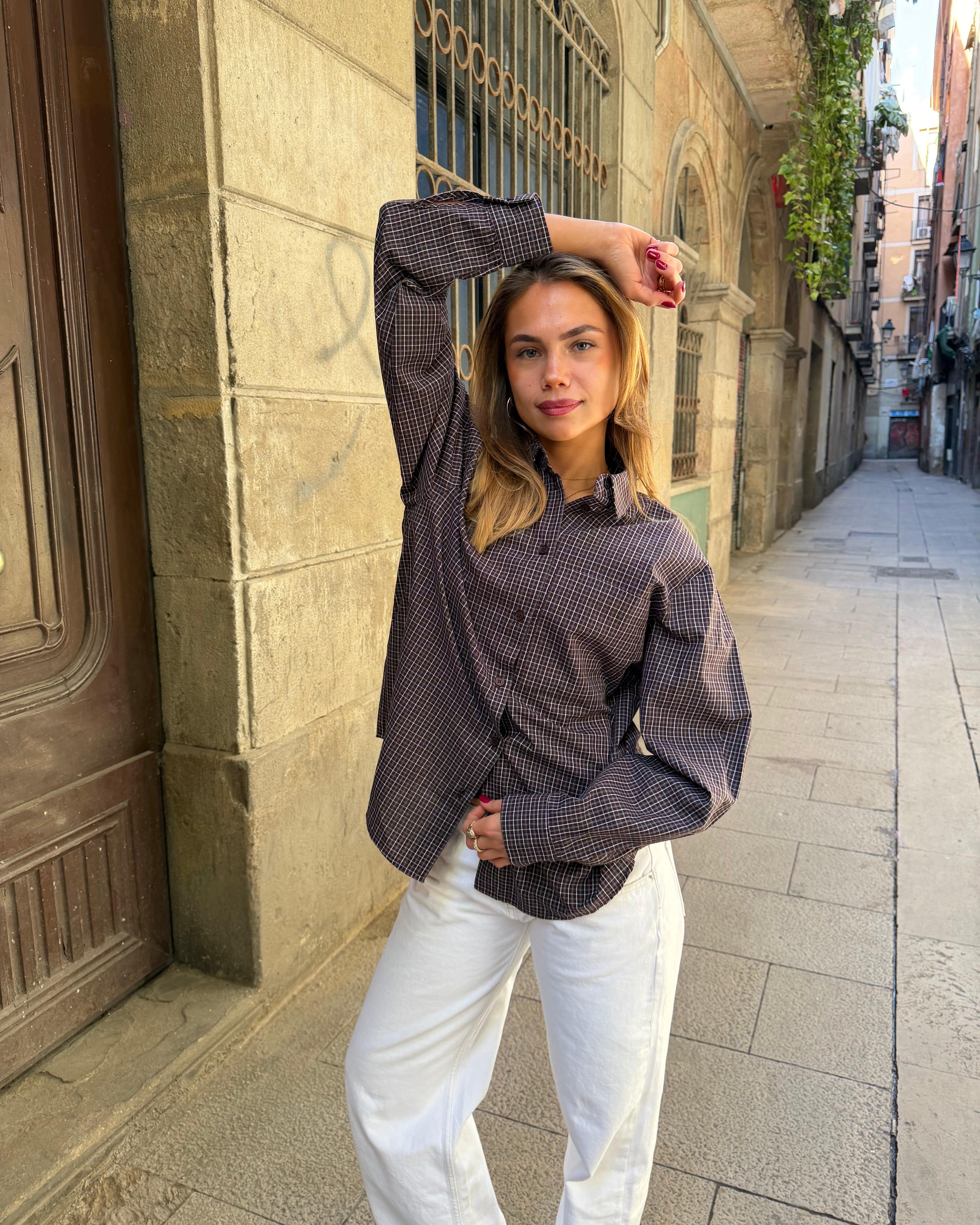 NEO BOXFIT SHIRT - DK BROWN CHECK