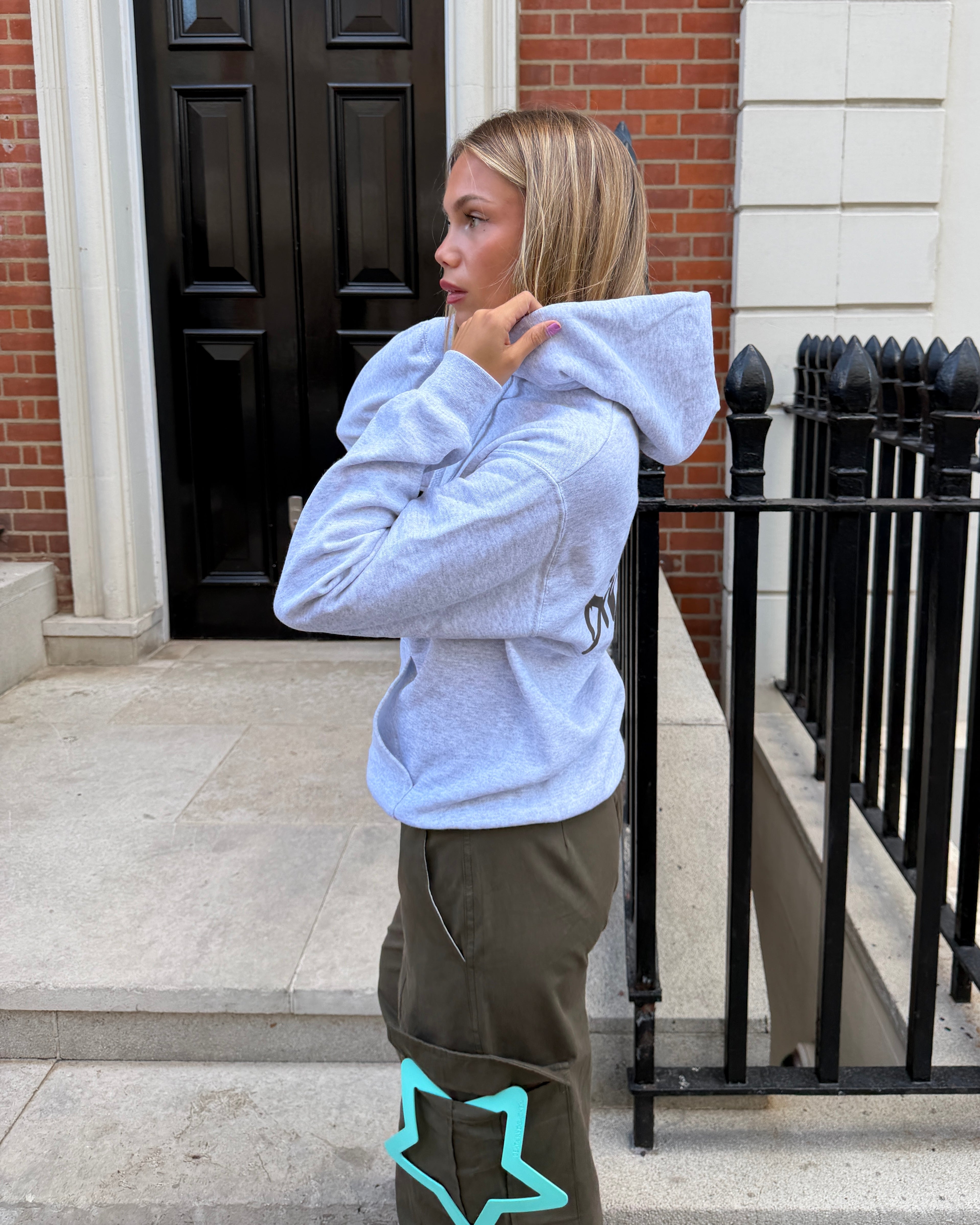 DUA HOODIE (rygprint) - LIGHT GREY