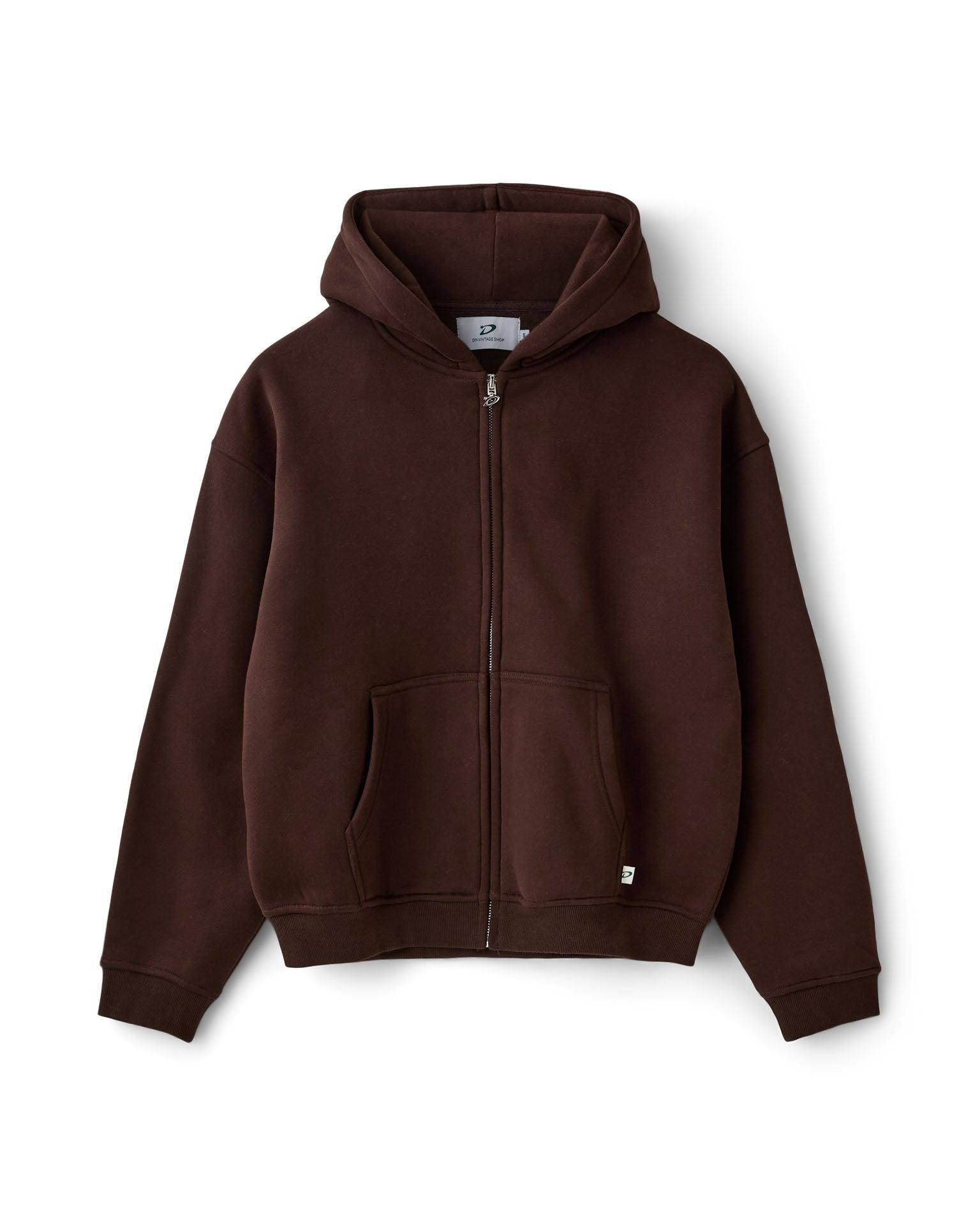 OVERSIZED ZIP HOODIE - BROWN