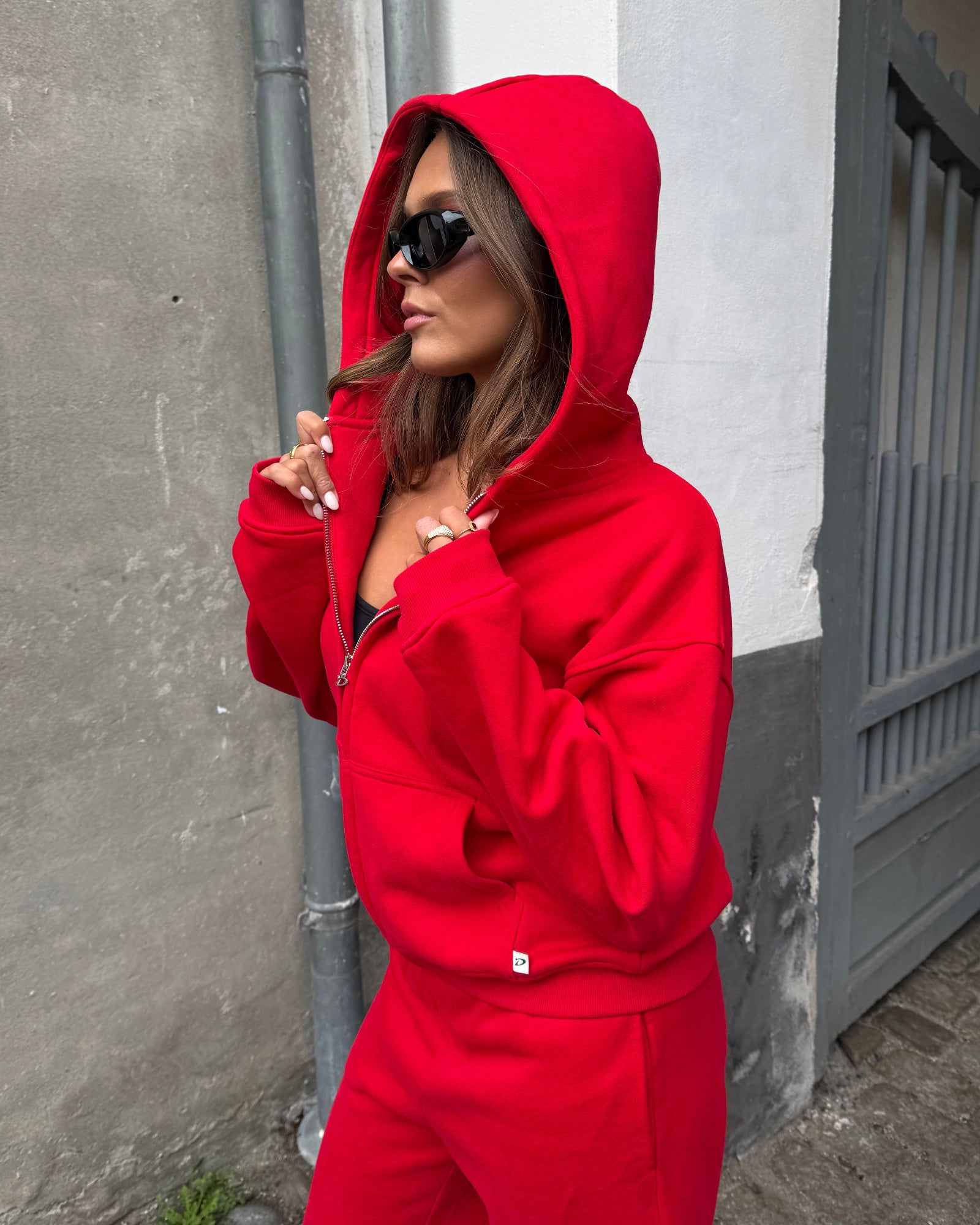 OVERSIZED ZIP HOODIE - RED