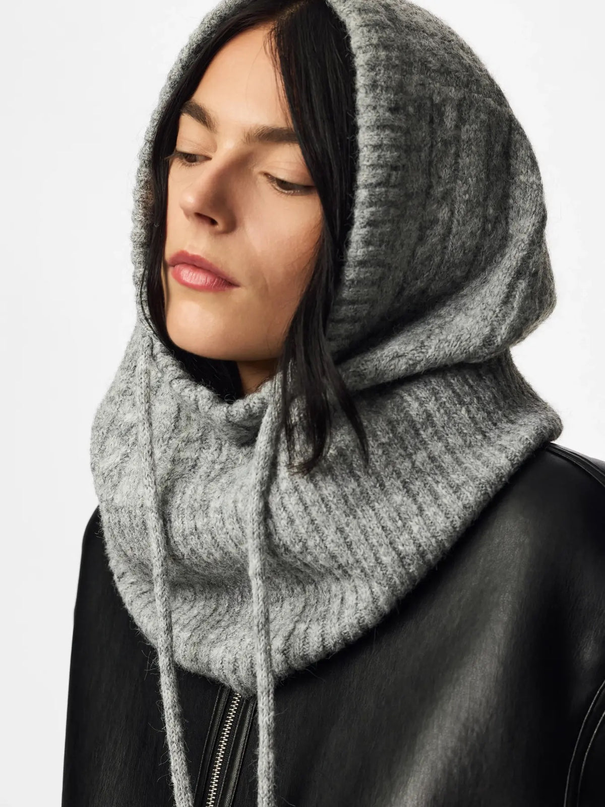 NAMBI CABLE BALACLAVA - LIGHT GREY MELANGE