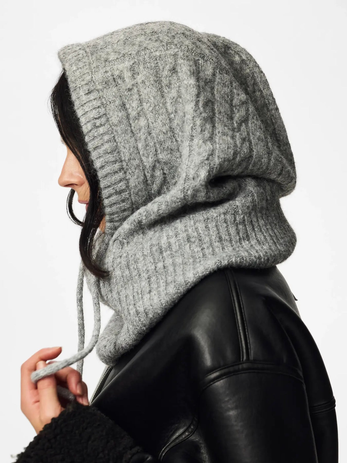 NAMBI CABLE BALACLAVA - LIGHT GREY MELANGE