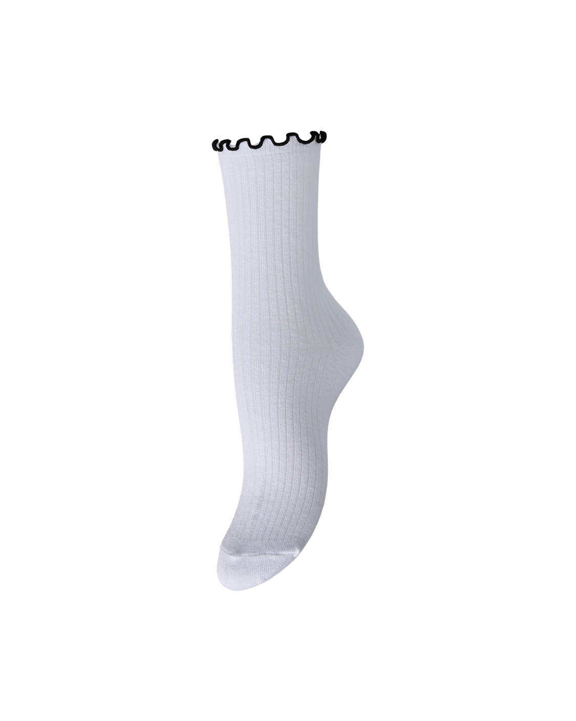 AFIA CONTRAST STRØMPER - BRIGHT WHITE / BLACK - Dinvintageshop
