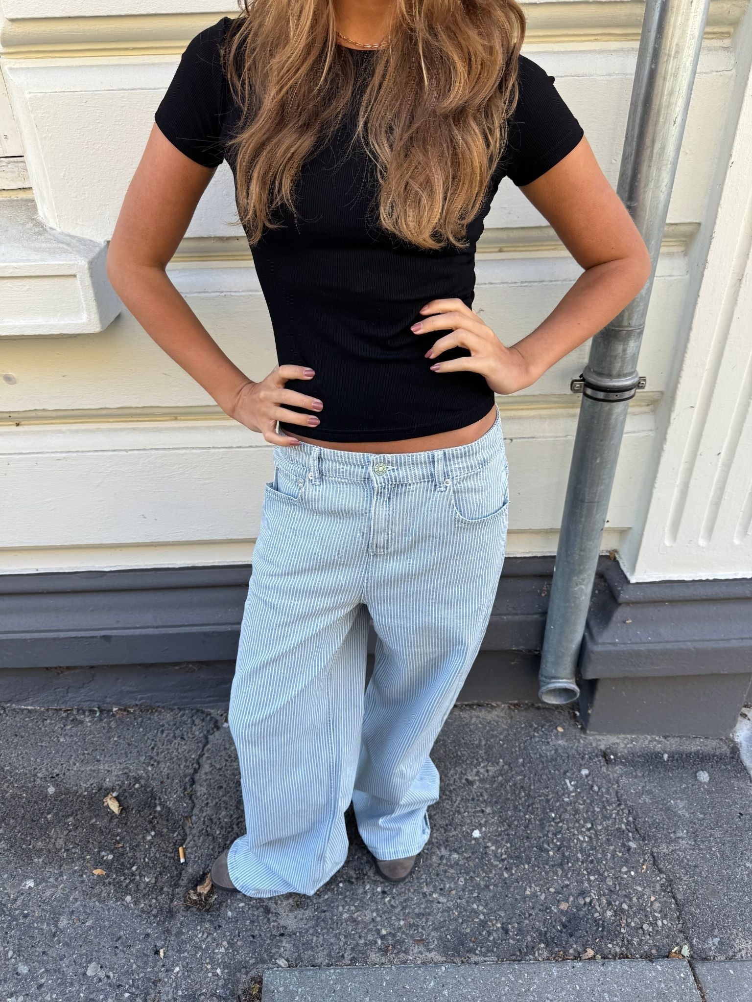 ALMA JEANS - LIGHT STRIPE (MIDWAIST) - Dinvintageshop