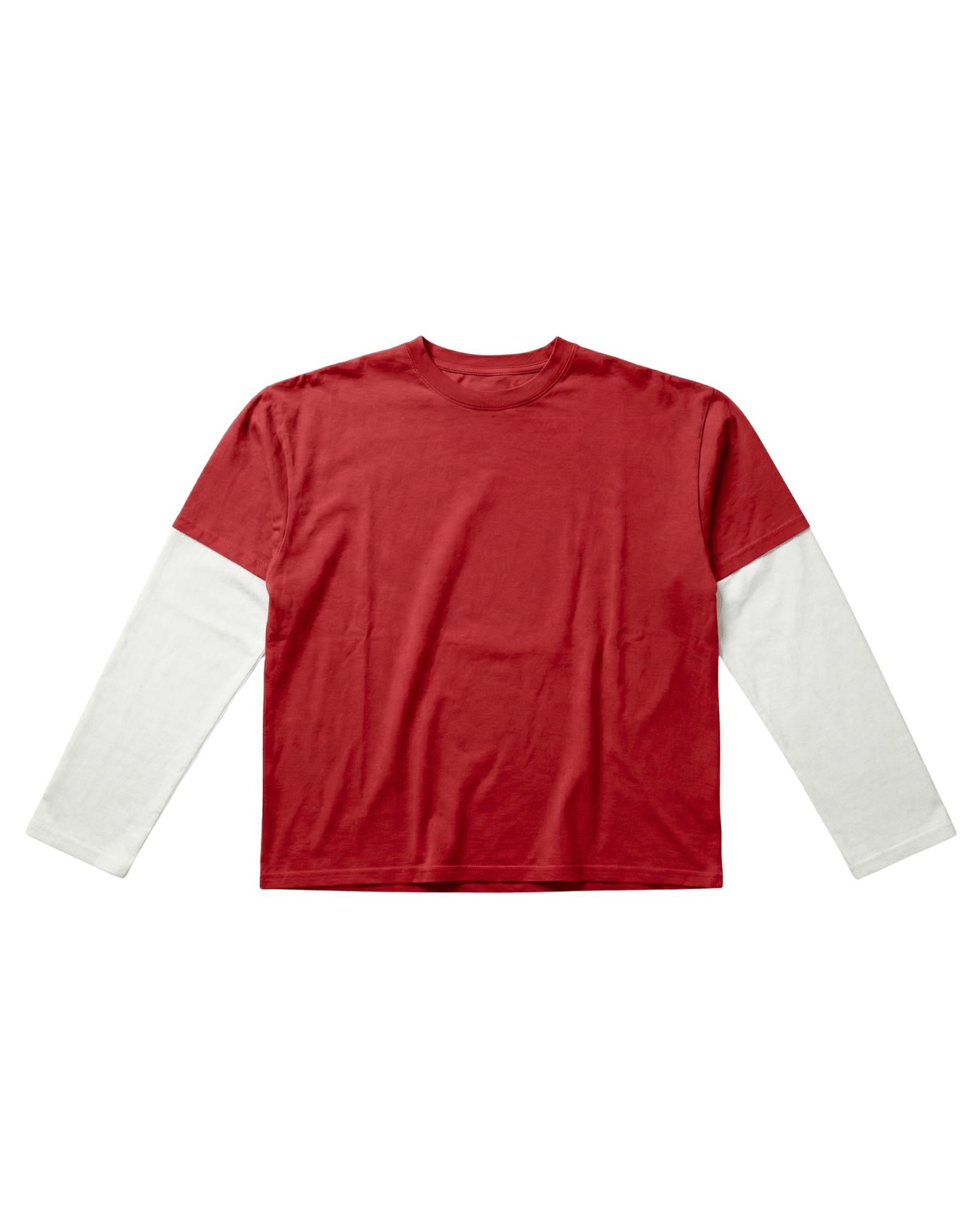 ALVIA LAYERED TEE - RED/WHITE