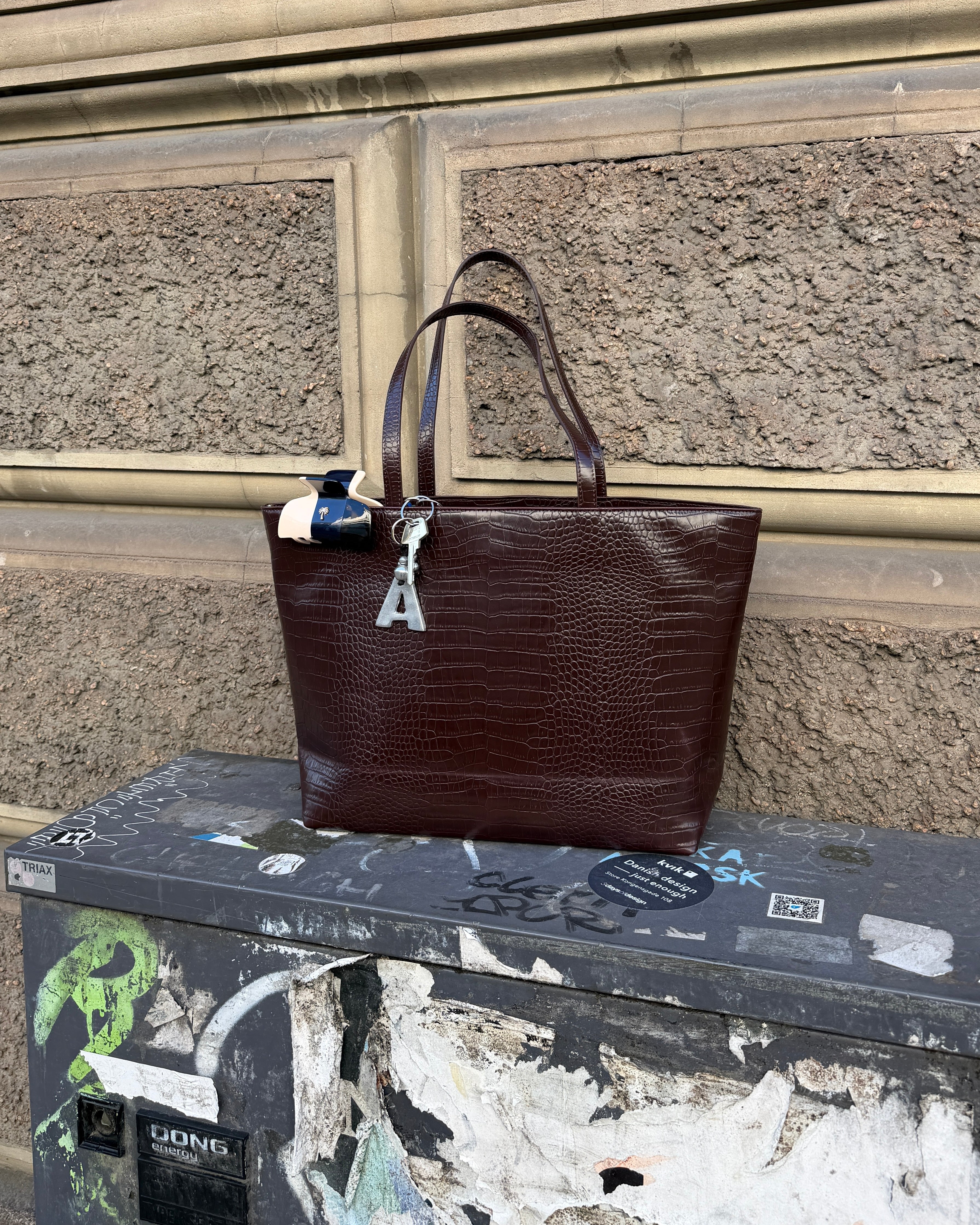 AMY CROC BAG - BROWN - Dinvintageshop