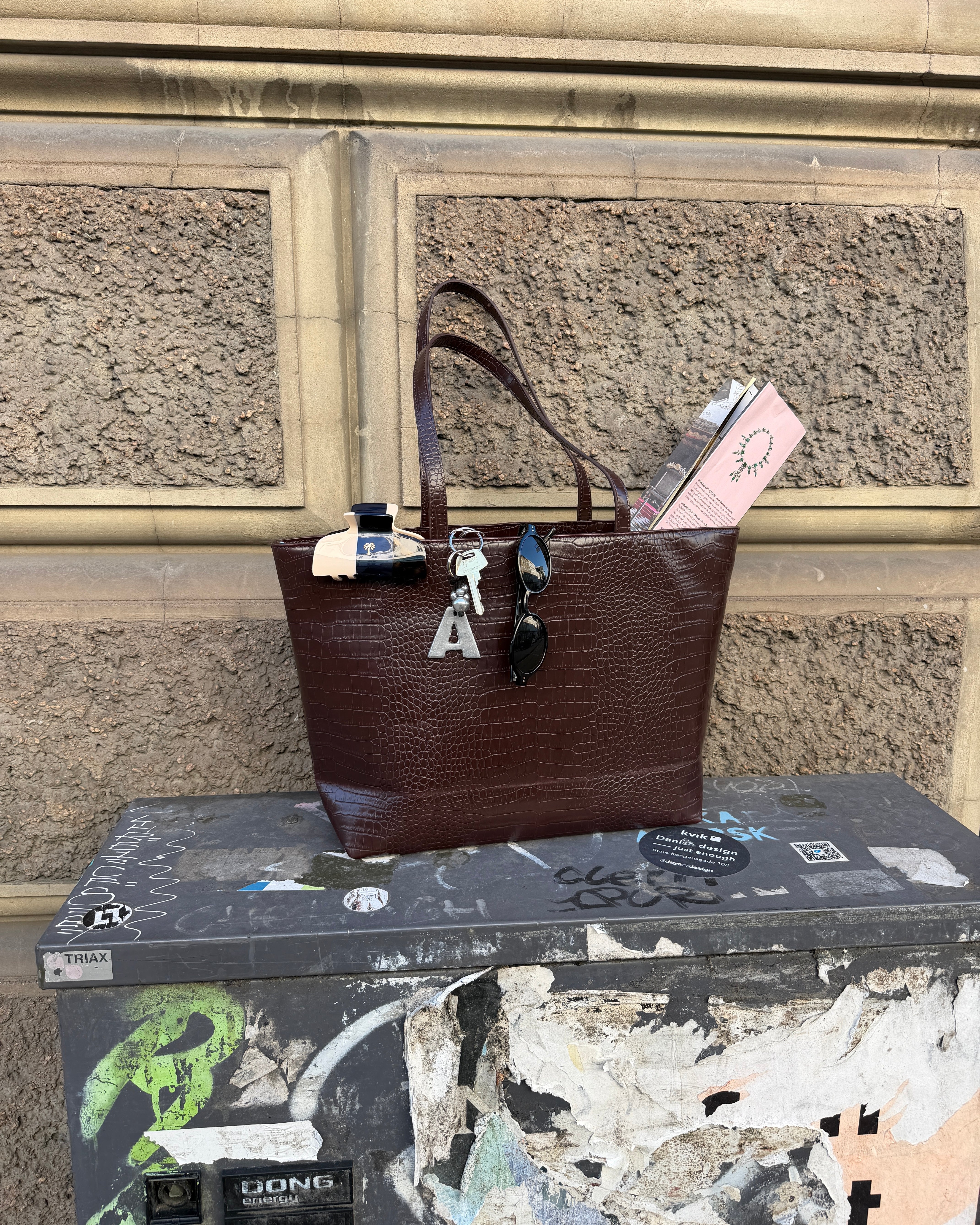 AMY CROC BAG - BROWN - Dinvintageshop