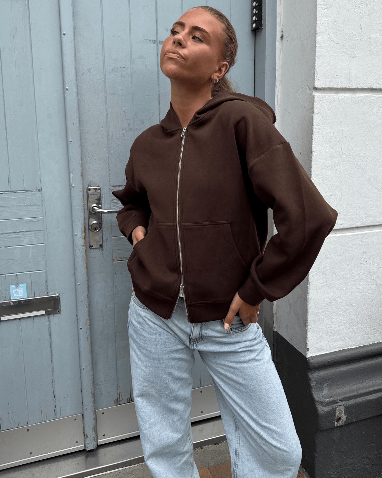 ASH SCUBA ZIP HOODIE - BROWN