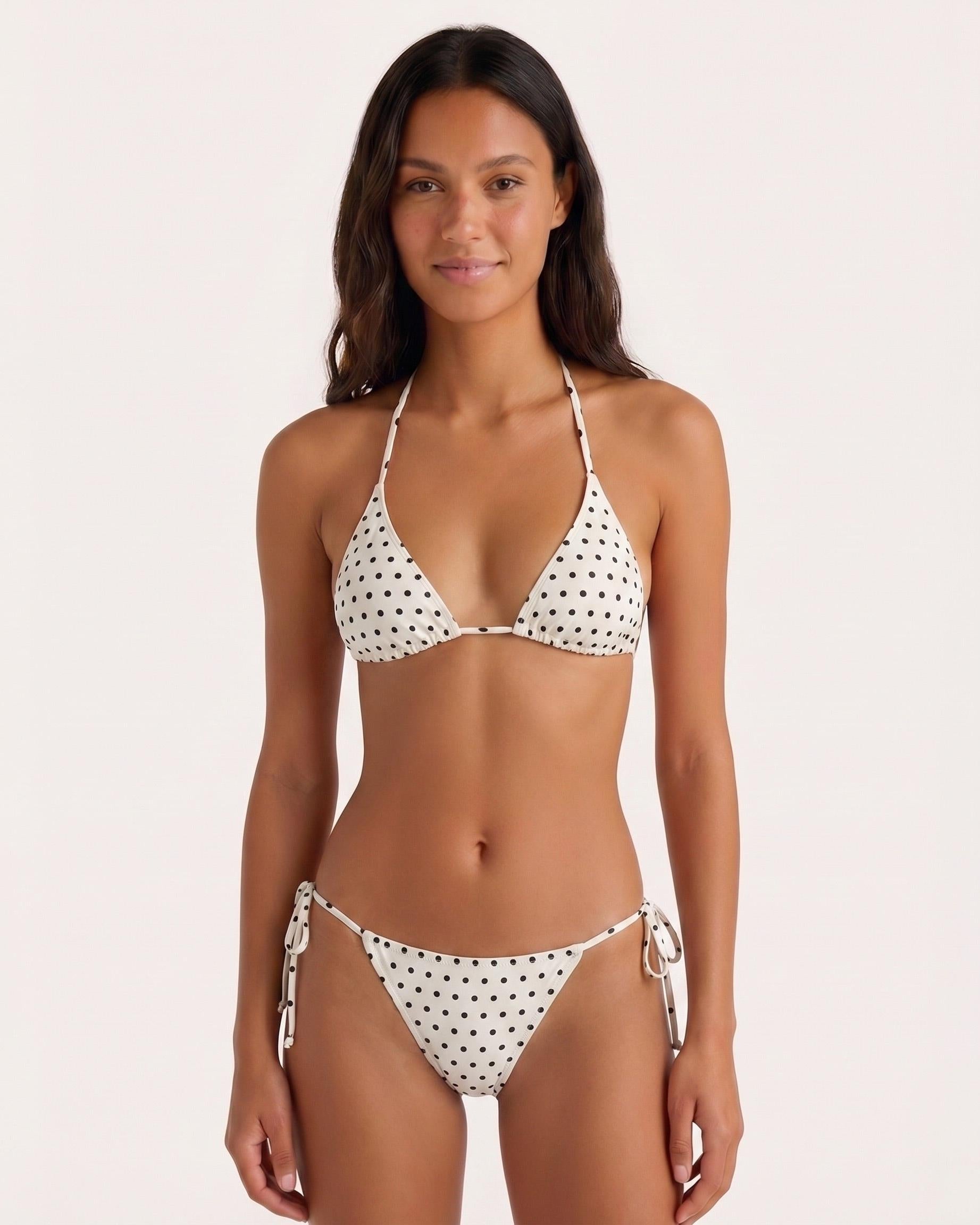 BAOMI BIKINI TRUSSE - EGRET / BLACK DOT