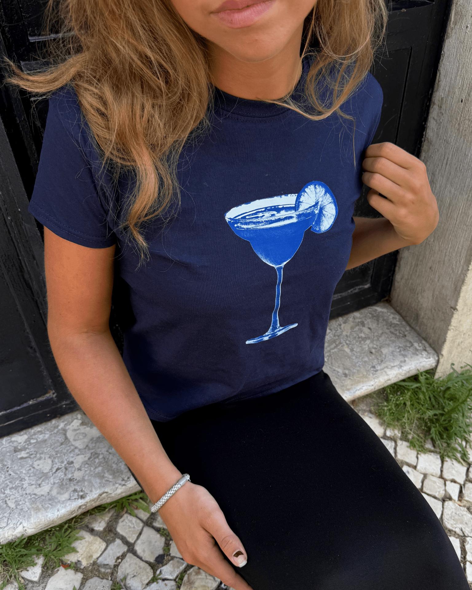 BLUE DRINK BABY TEE - NAVY