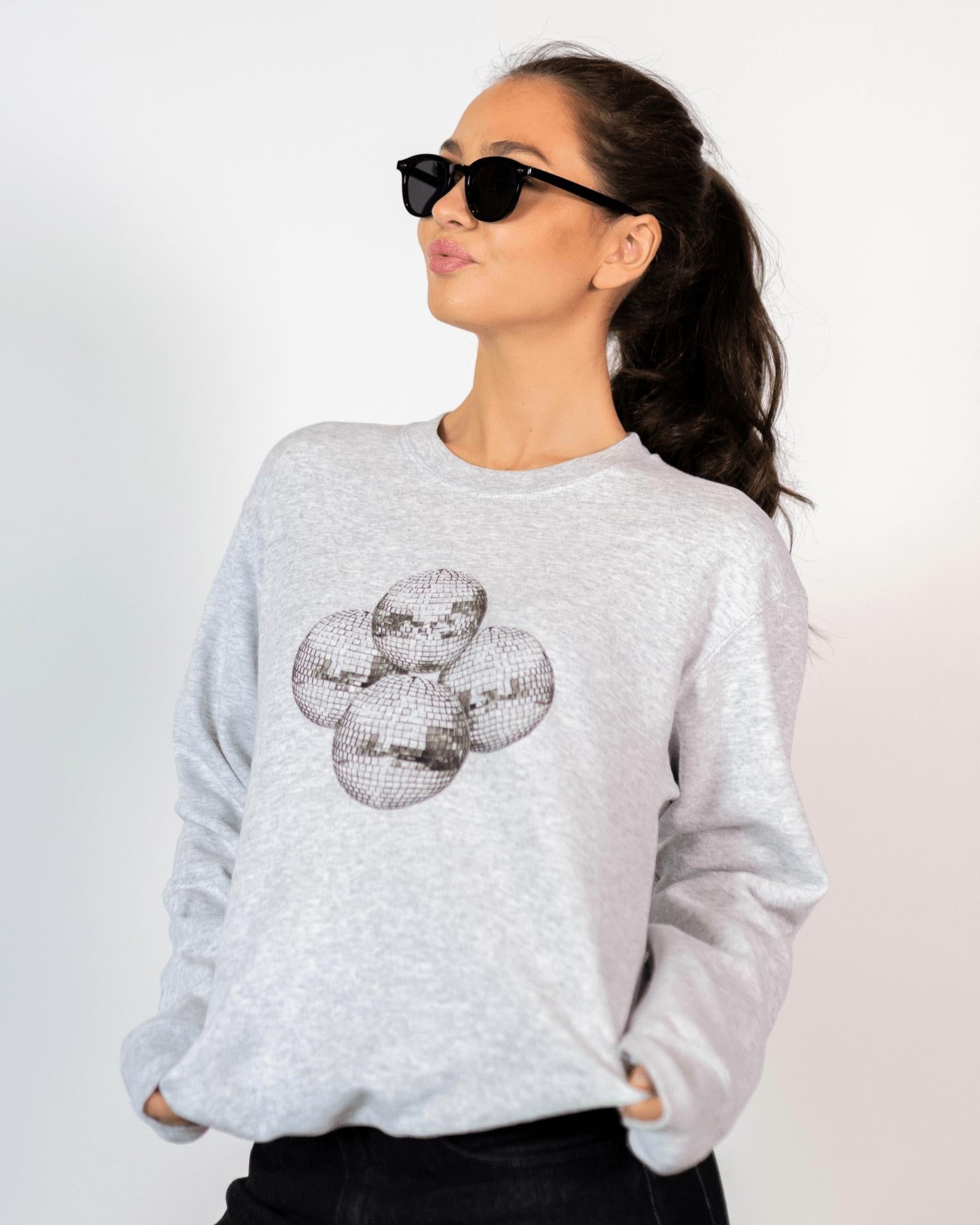 DISCO KUGLE (black) SWEATSHIRT - GREY