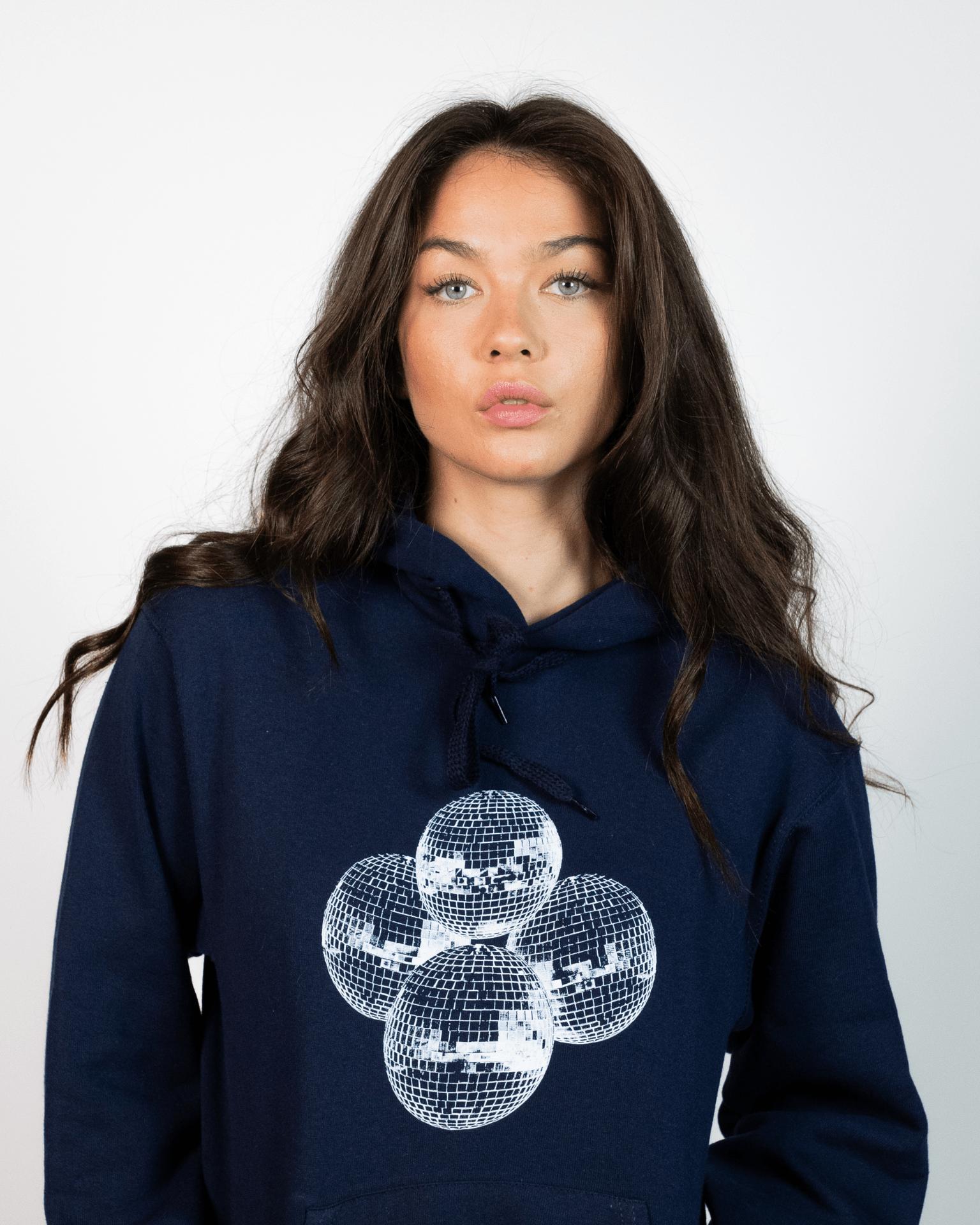 DISCO KUGLE (white) HOODIE - NAVY